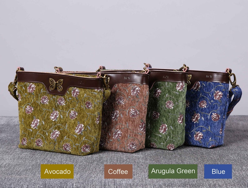 Climbing Rose Carpet Crossbody Bag carpet bag MCW Handmade-8