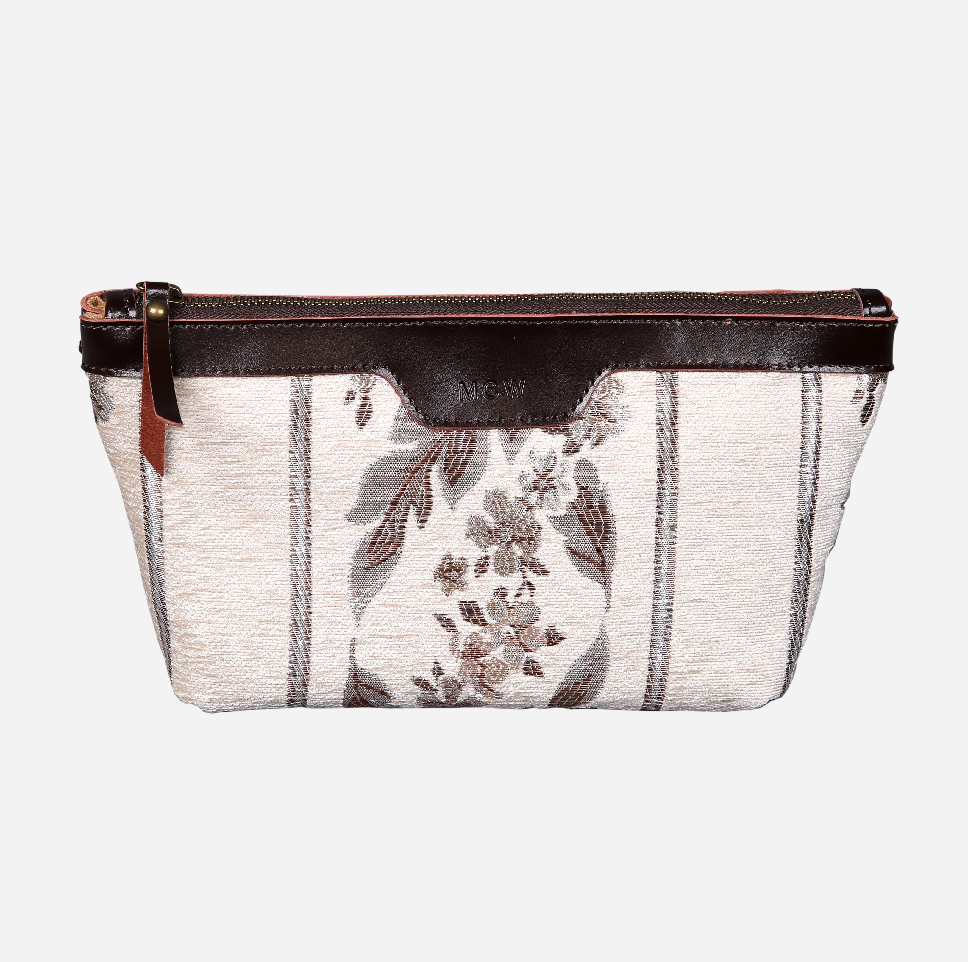 Victorian Strips Cream Carpet Makeup Bag carpet bag MCW Handmade