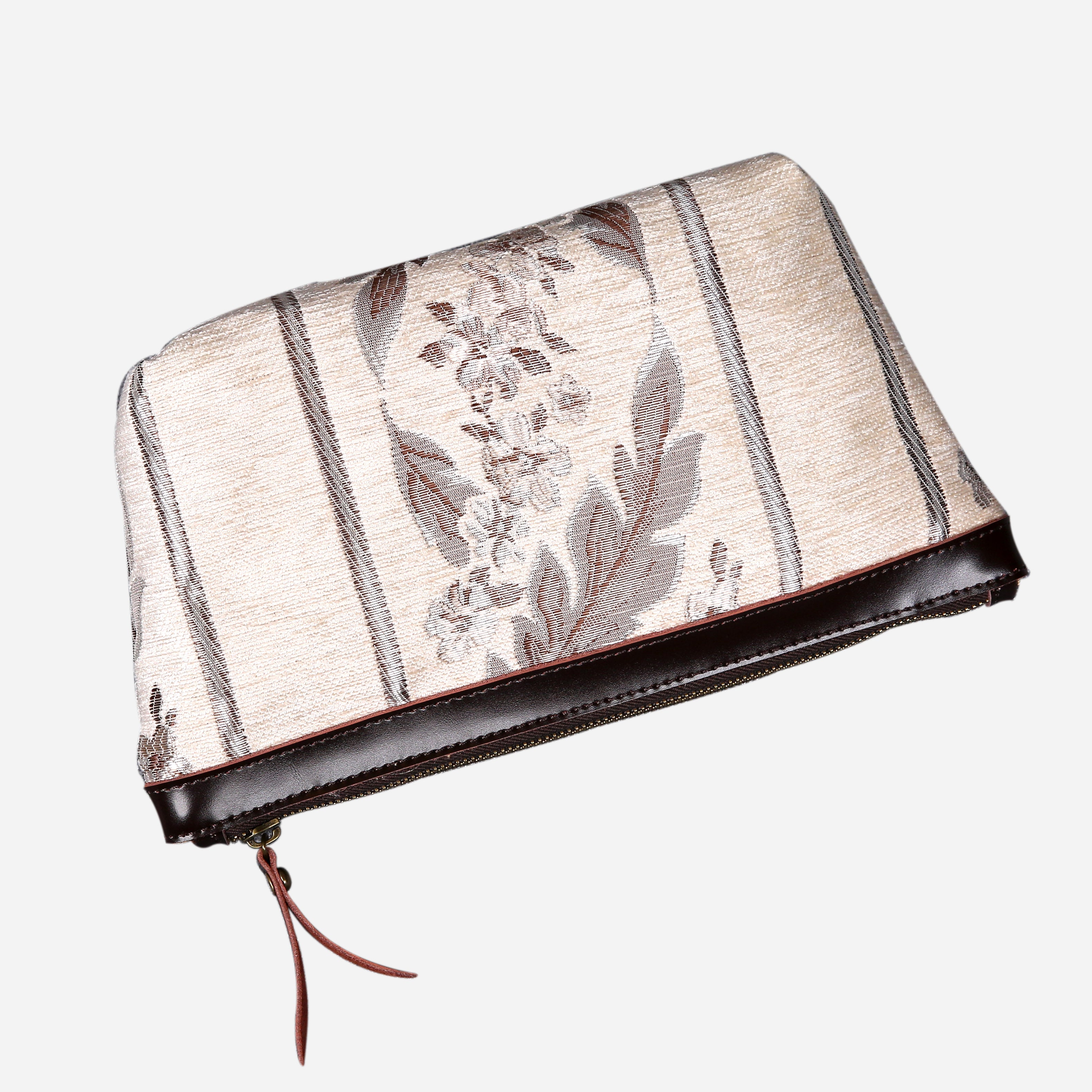 Victorian Strips Cream Carpet Makeup Bag carpet bag MCW Handmade-1