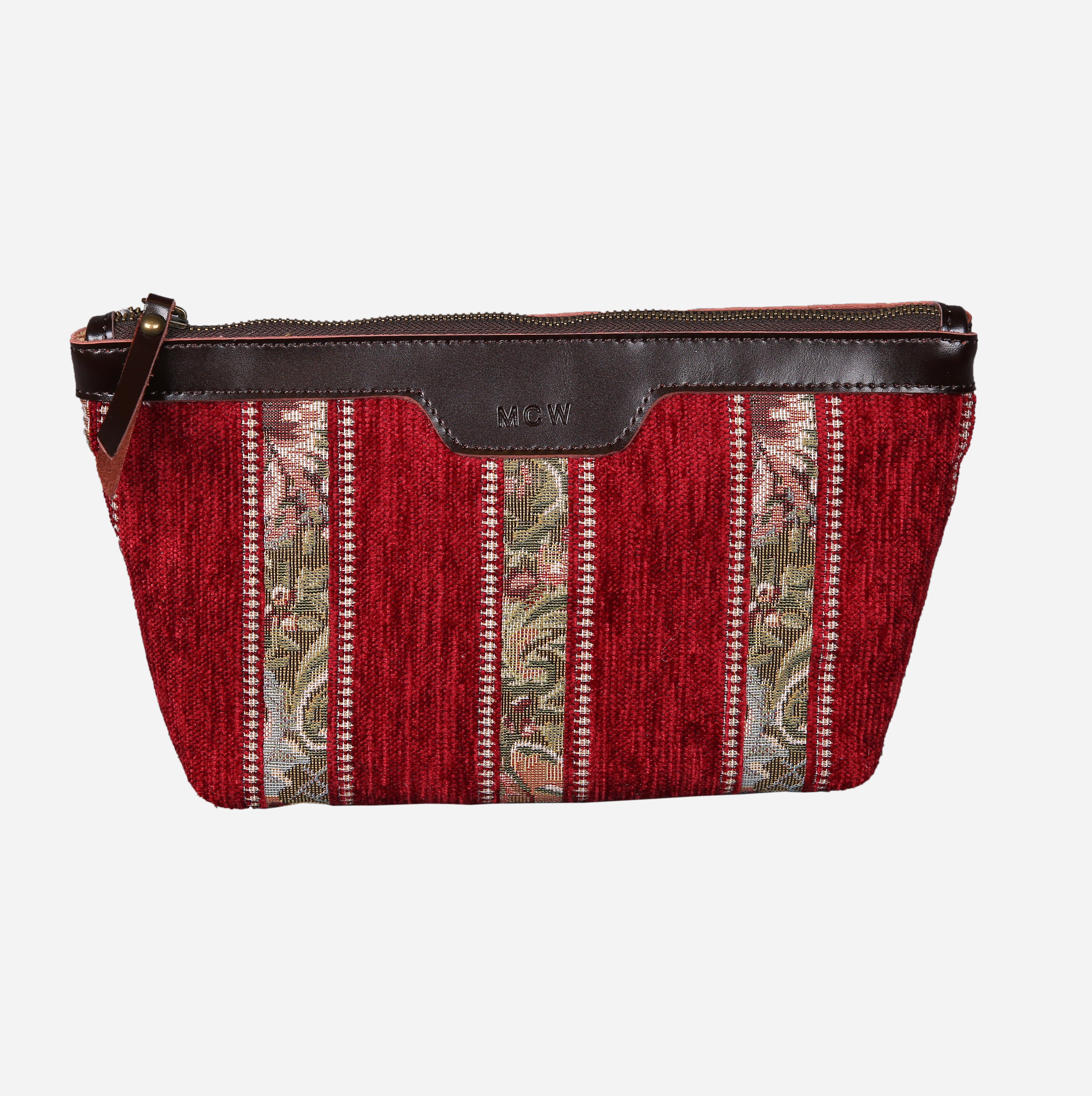 Floral Strips Red Carpet Makeup Bag carpet bag MCW Handmade