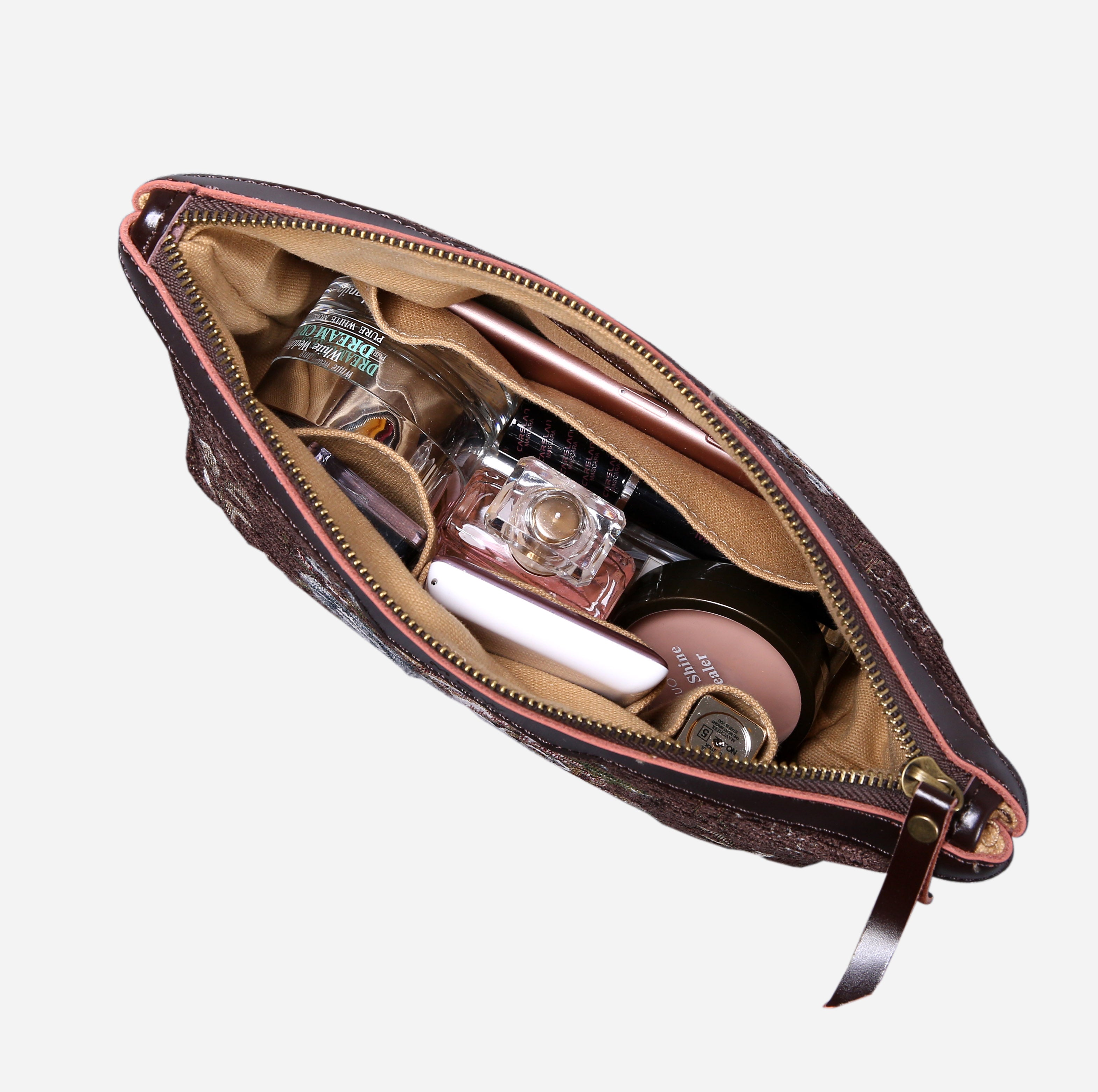 Floral Strips Red Carpet Makeup Bag carpet bag MCW Handmade-3