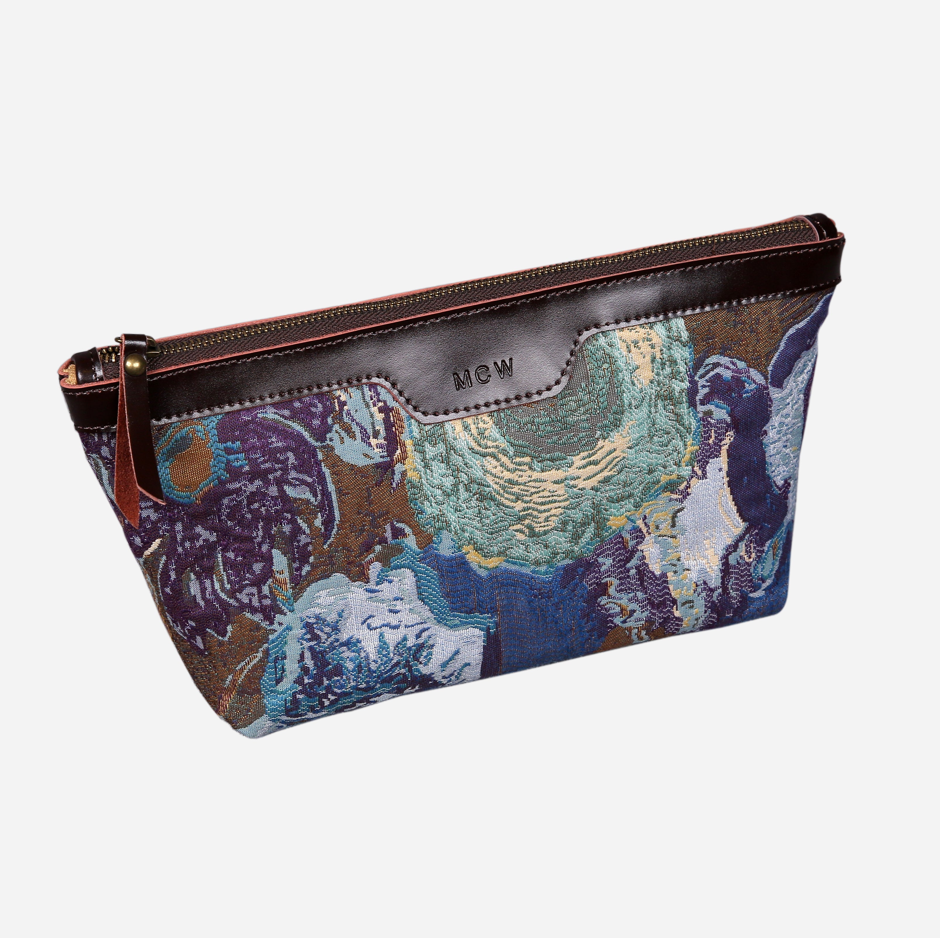 Abstract Blue Carpet Makeup Bag carpet bag MCW Handmade of America front