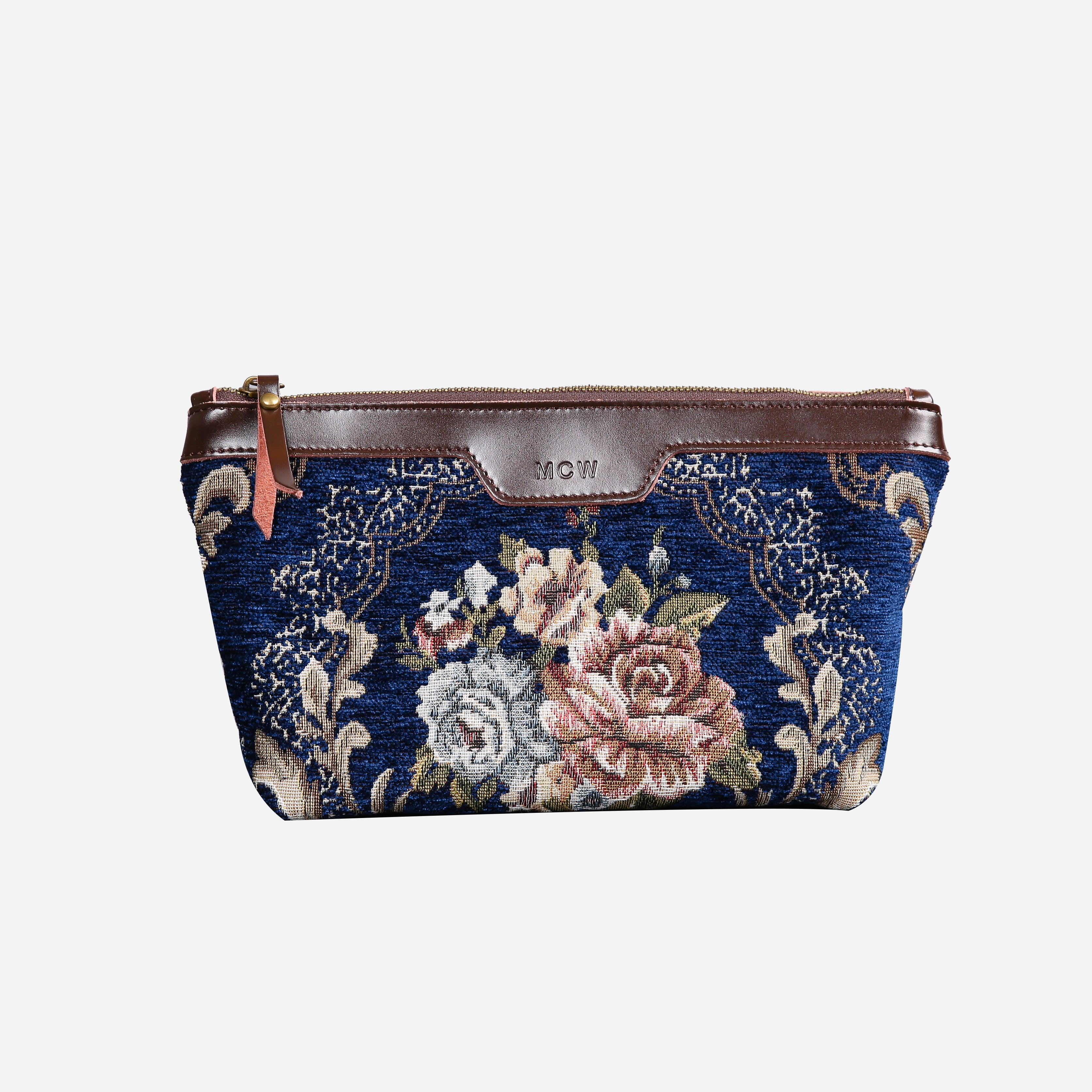 Floral Blue Carpet Makeup Bag carpet bag MCW Handmade