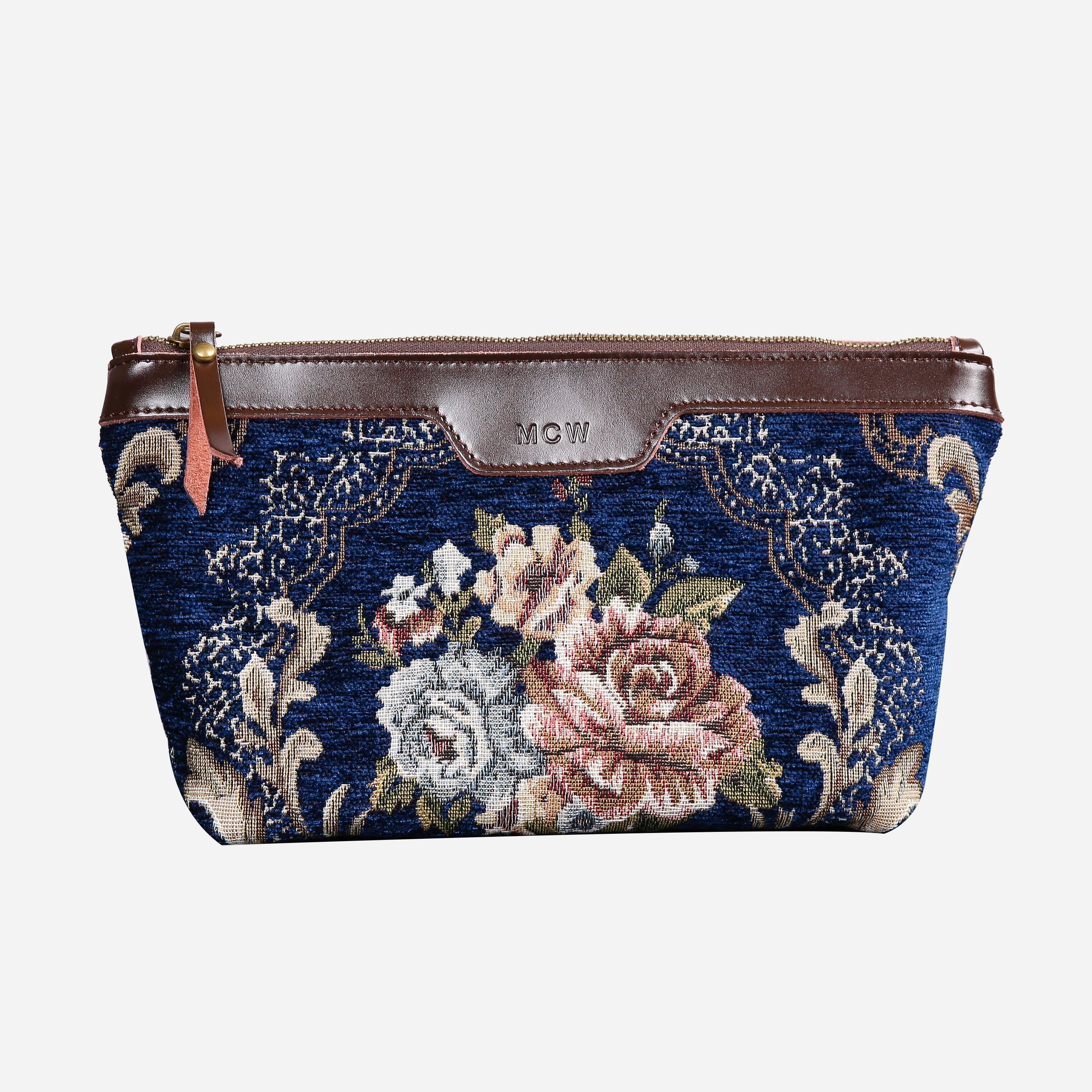 Floral Blue Carpet Makeup Bag carpet bag MCW Handmade