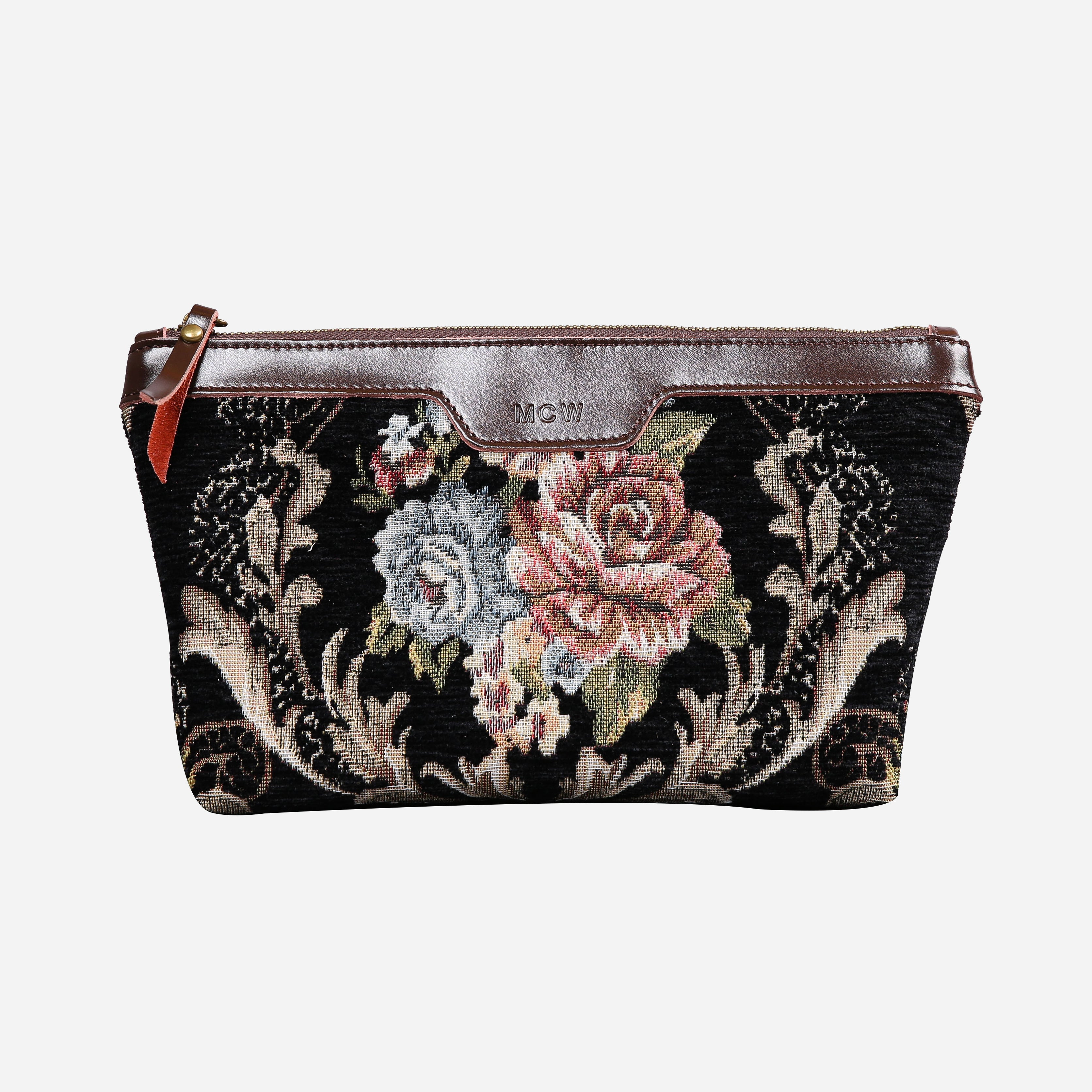 Floral Black Carpet Makeup Bag carpet bag MCW Handmade
