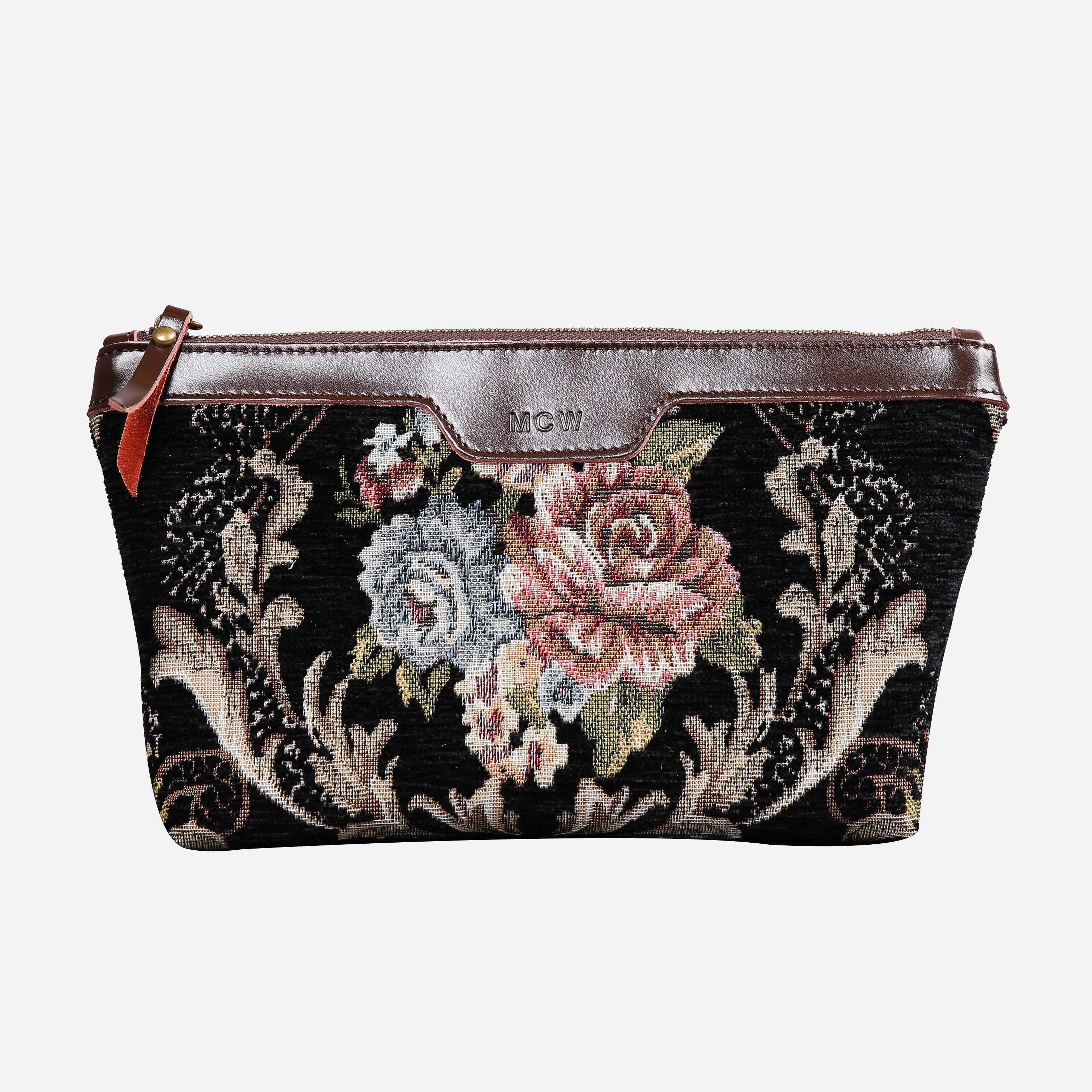 Floral Black Carpet Makeup Bag carpet bag MCW Handmade