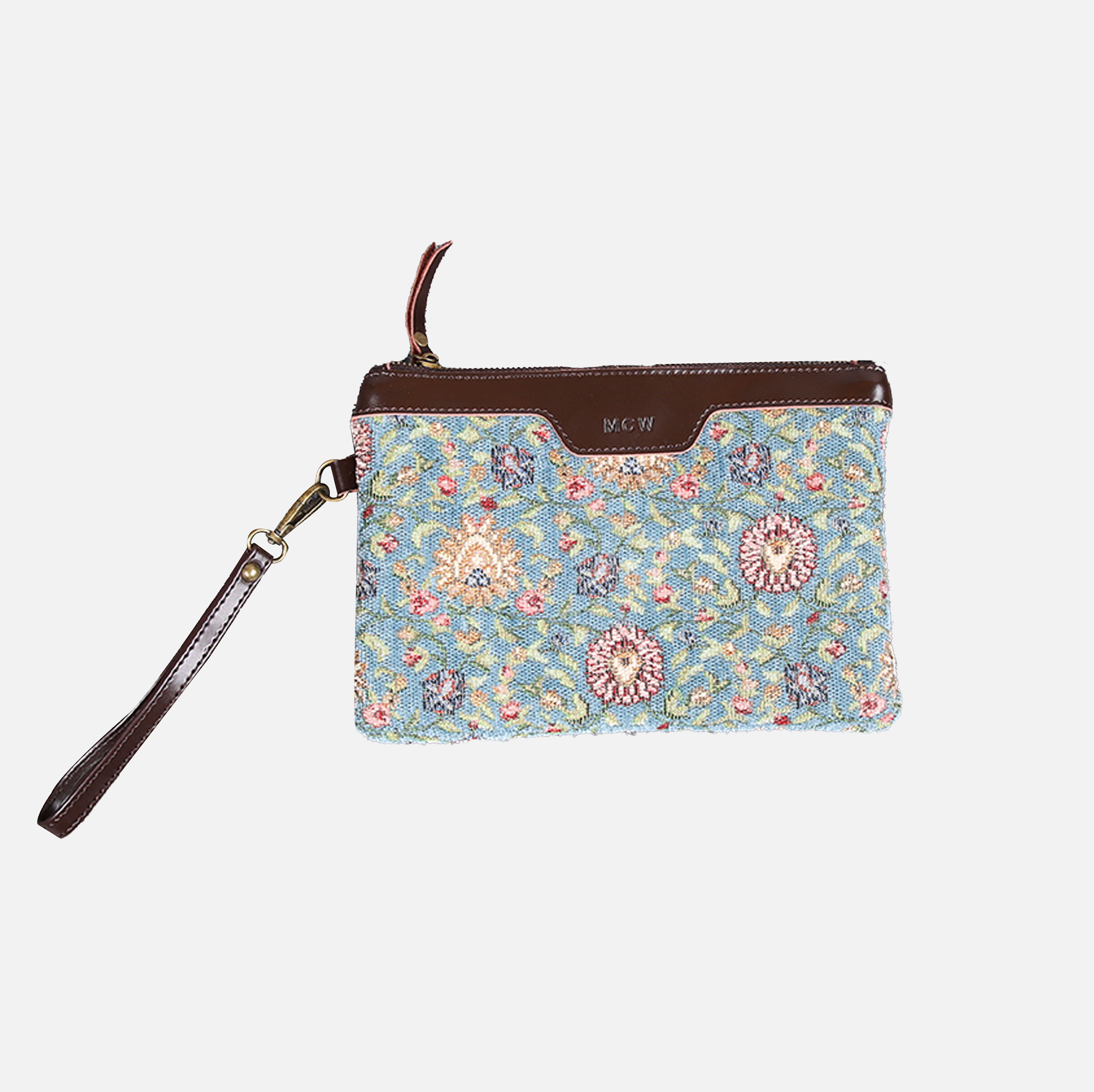 Oriental Blue Wristlet Clutch carpet bag MCW Handmade