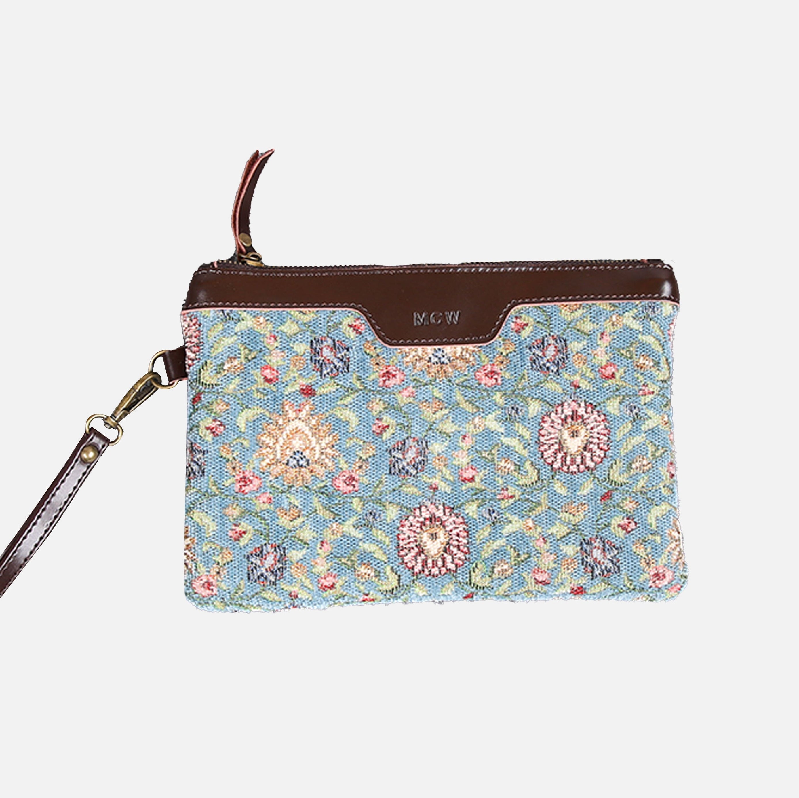 Oriental Blue Wristlet Clutch carpet bag MCW Handmade