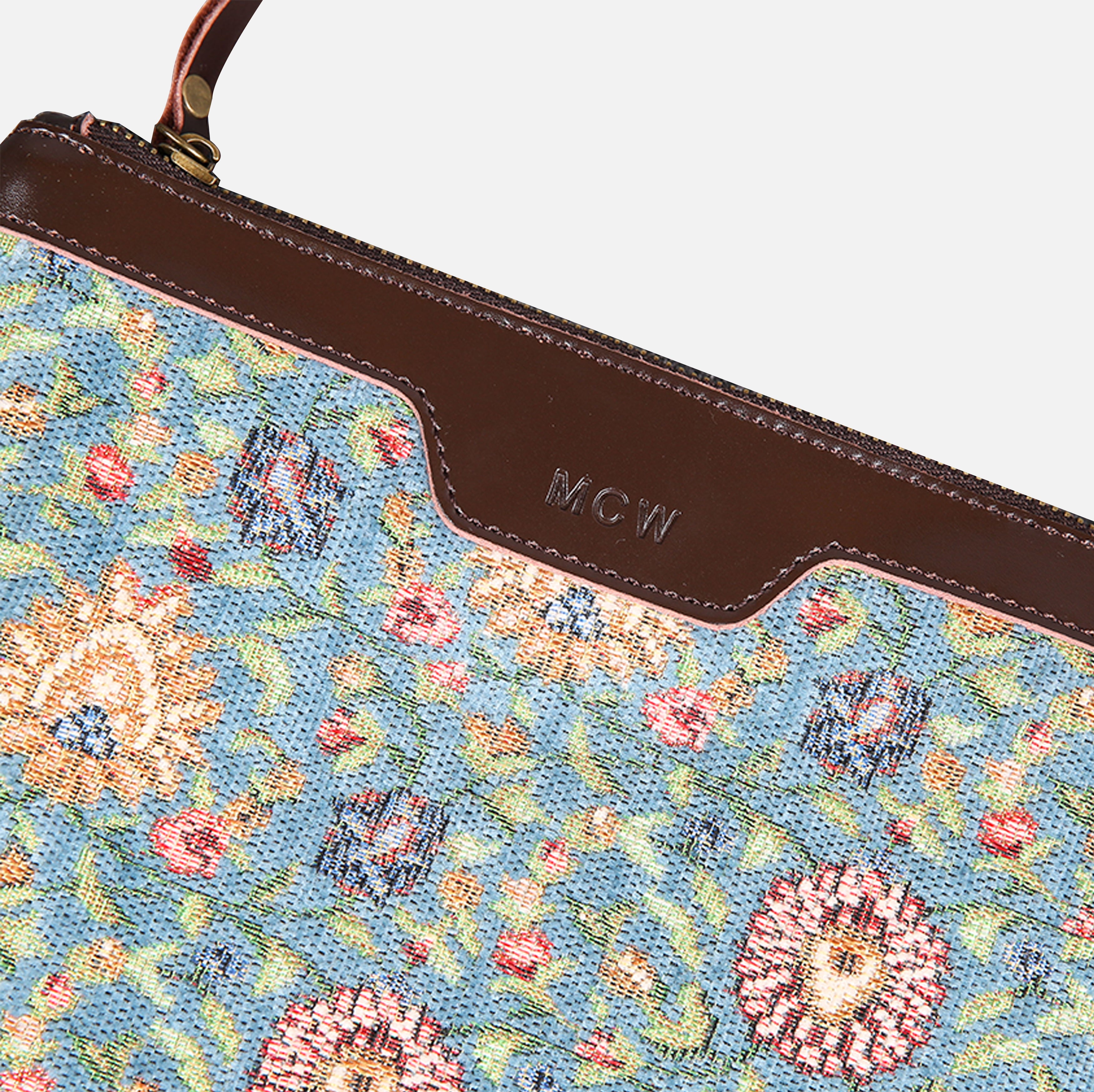 Oriental Blue Wristlet Clutch carpet bag MCW Handmade-1