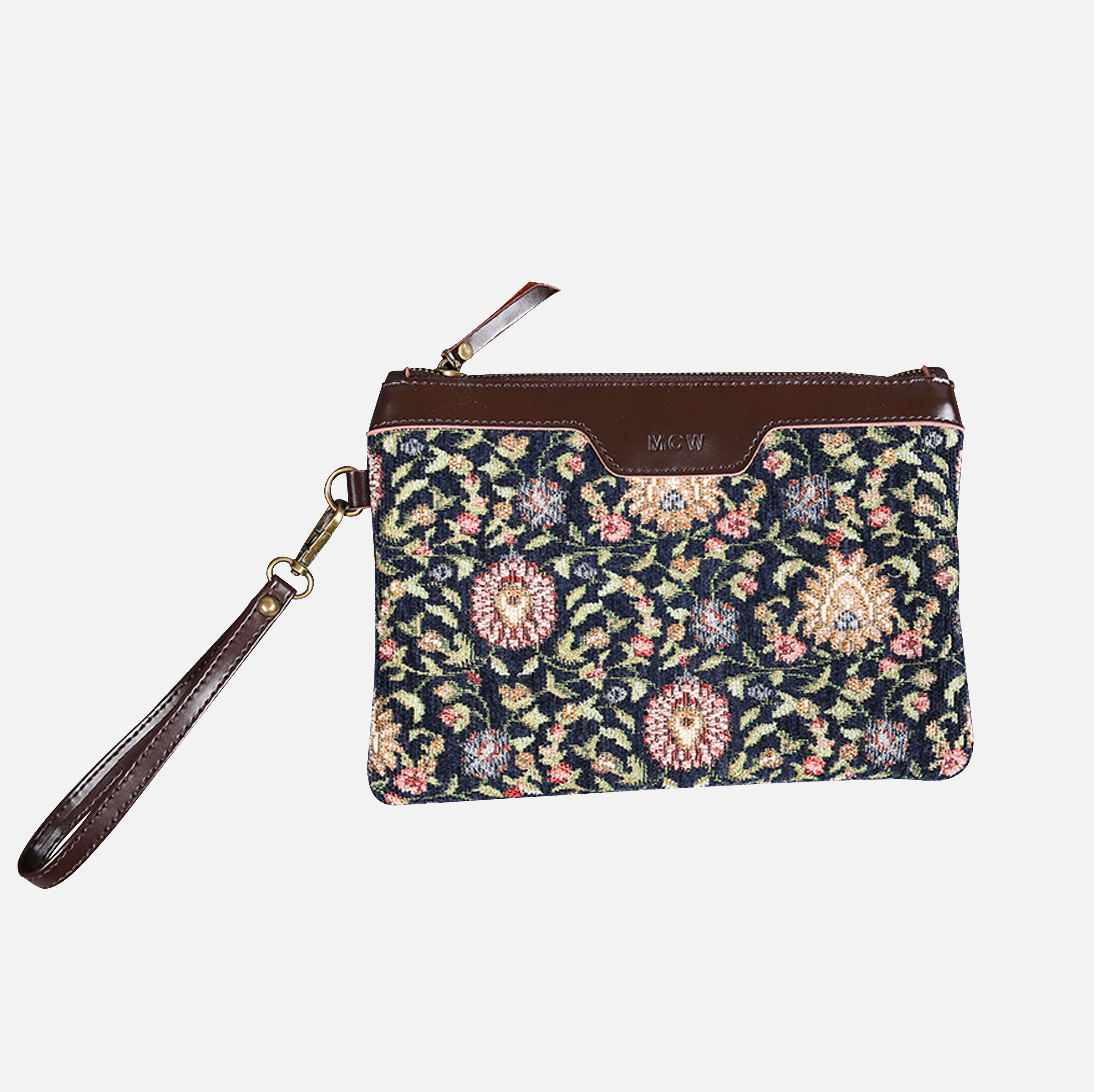 Oriental Navy Wristlet Clutch carpet bag MCW Handmade