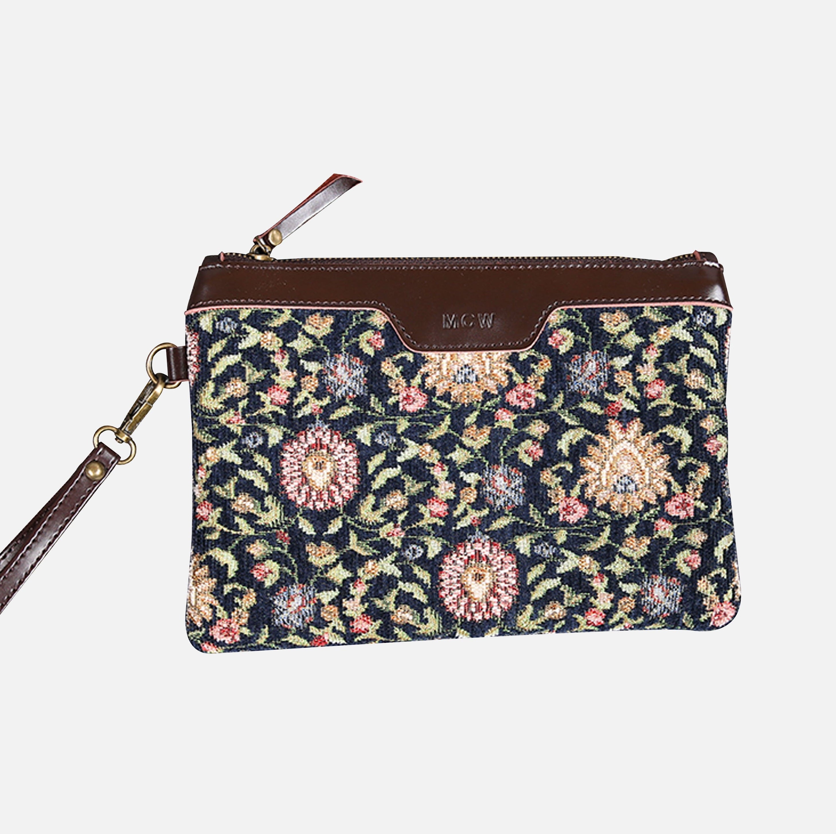 Oriental Navy Wristlet Clutch carpet bag MCW Handmade