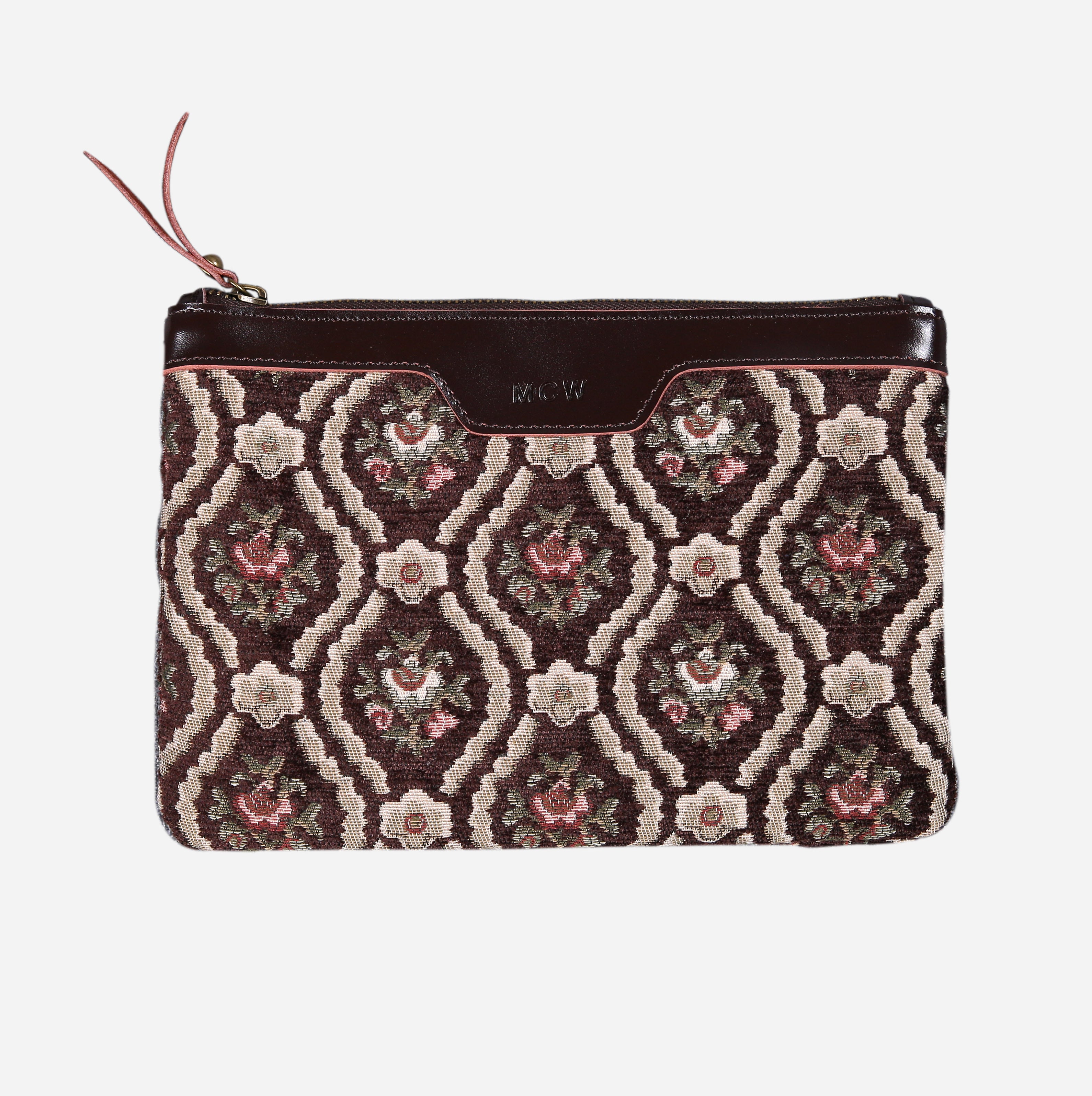 Traditional Coffee Wristlet Clutch carpet bag MCW Handmade