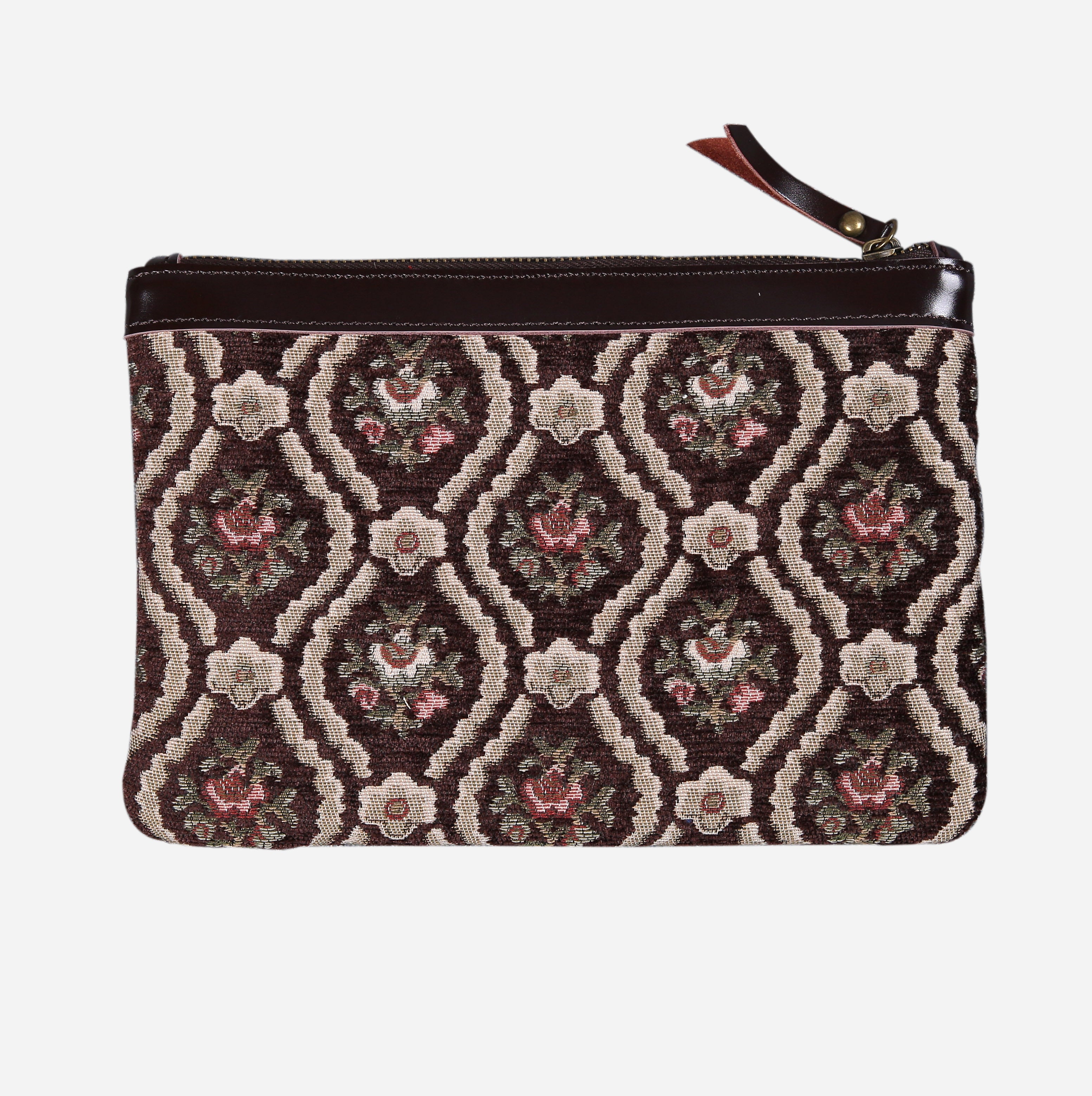 Traditional Coffee Wristlet Clutch carpet bag MCW Handmade-1