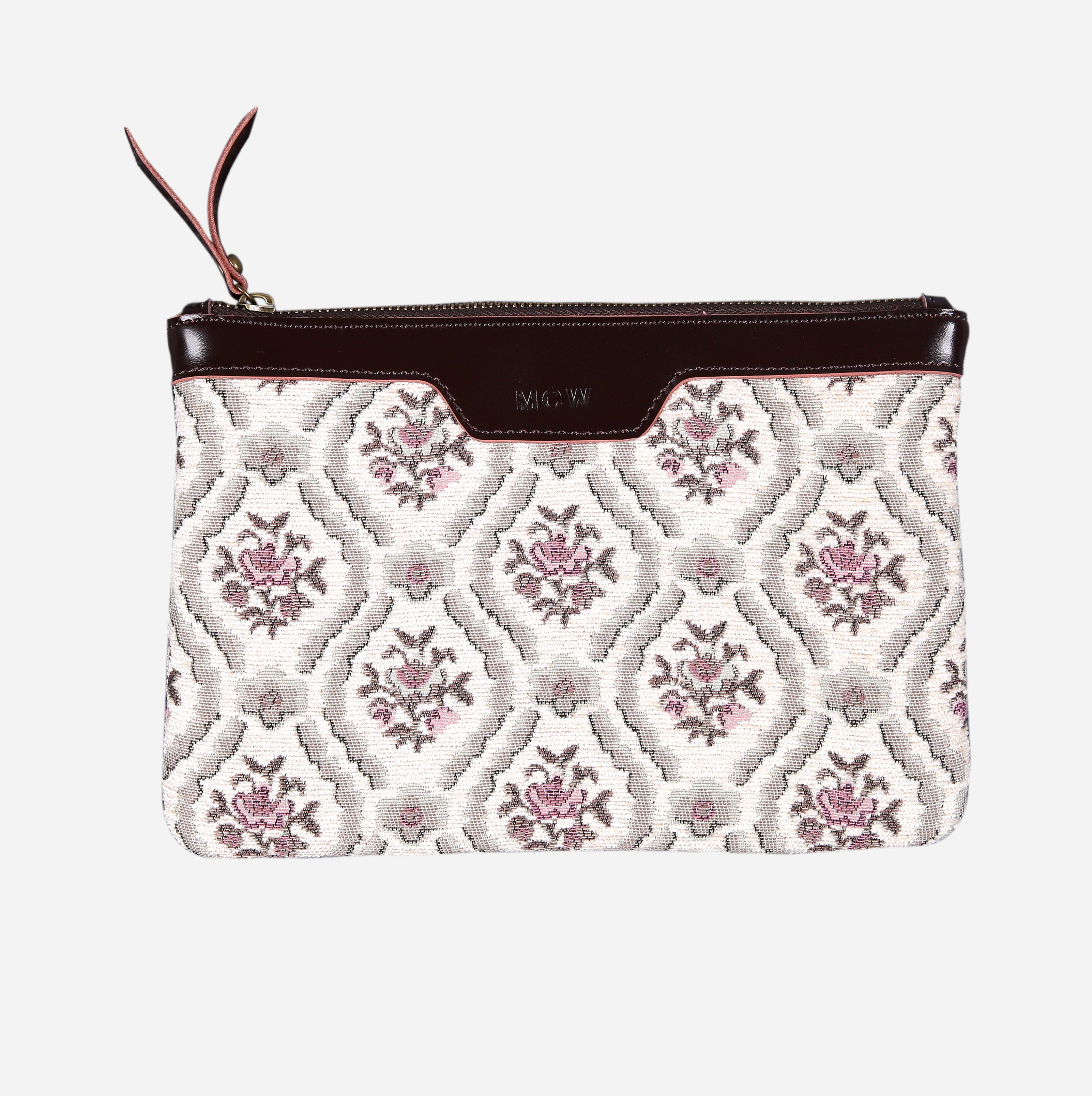 Traditional Cream Wristlet Clutch carpet bag MCW Handmade