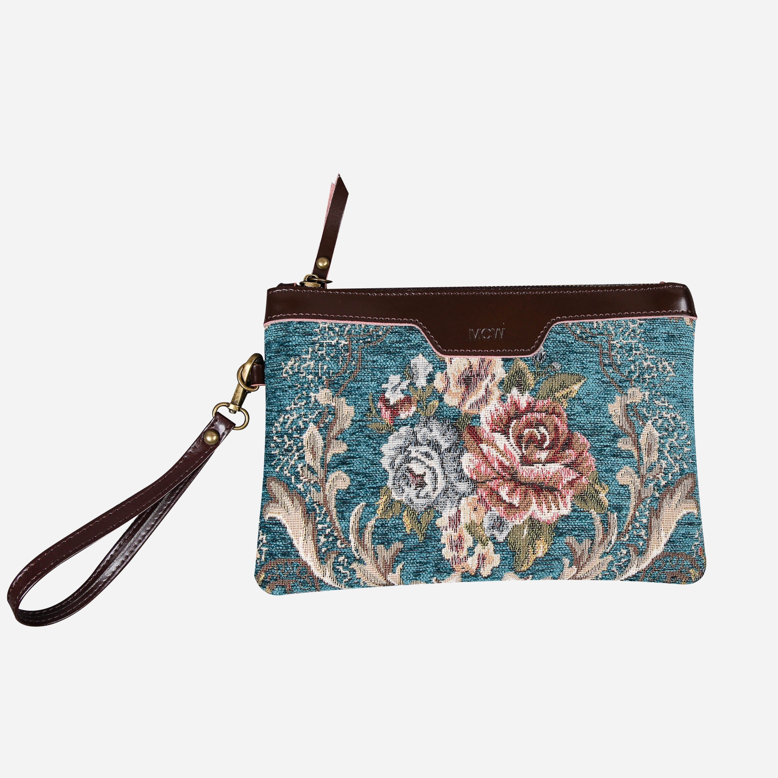 Floral Teal carpet bag MCW Handmade