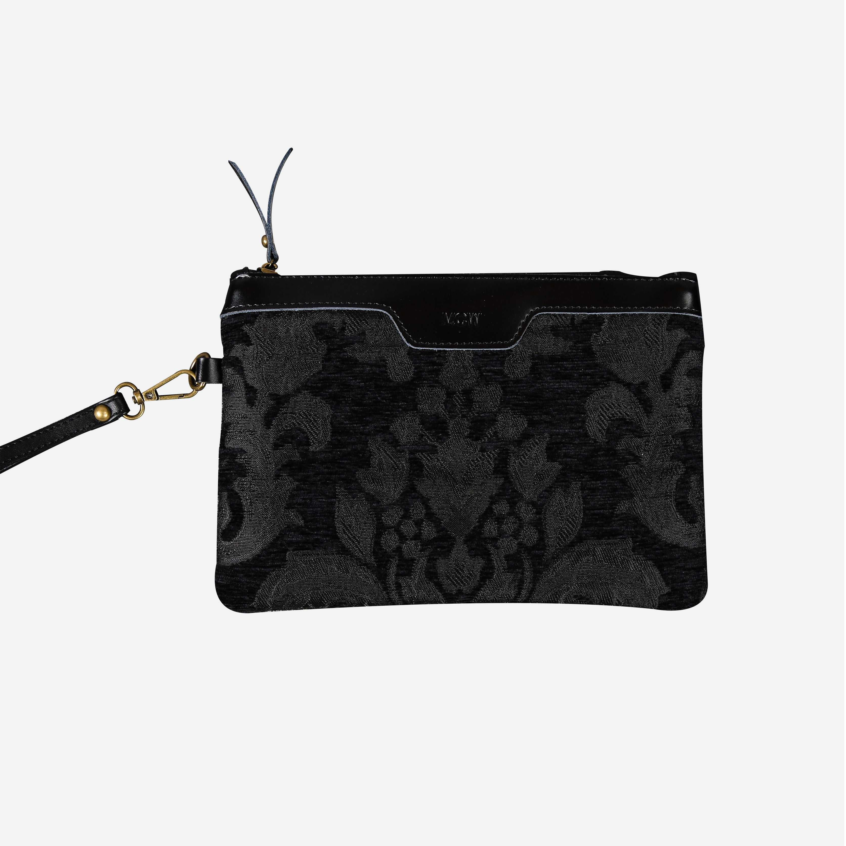 Victorian Blossom BLK/BLK Wristlet Clutch carpet bag MCW Handmade