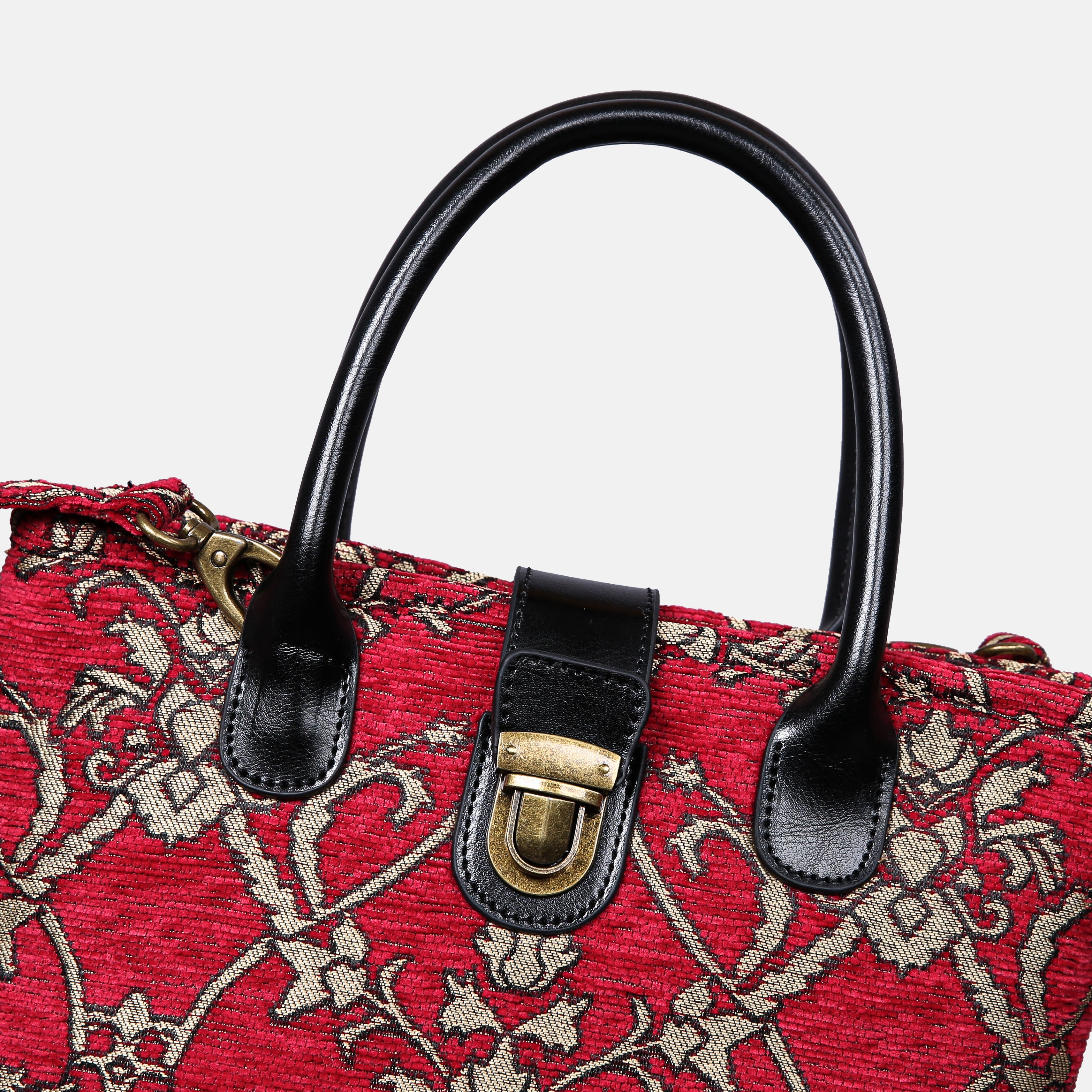 Carnaby Red Tuck Lock Carpet Satchel carpet bag MCW Handmade of America details