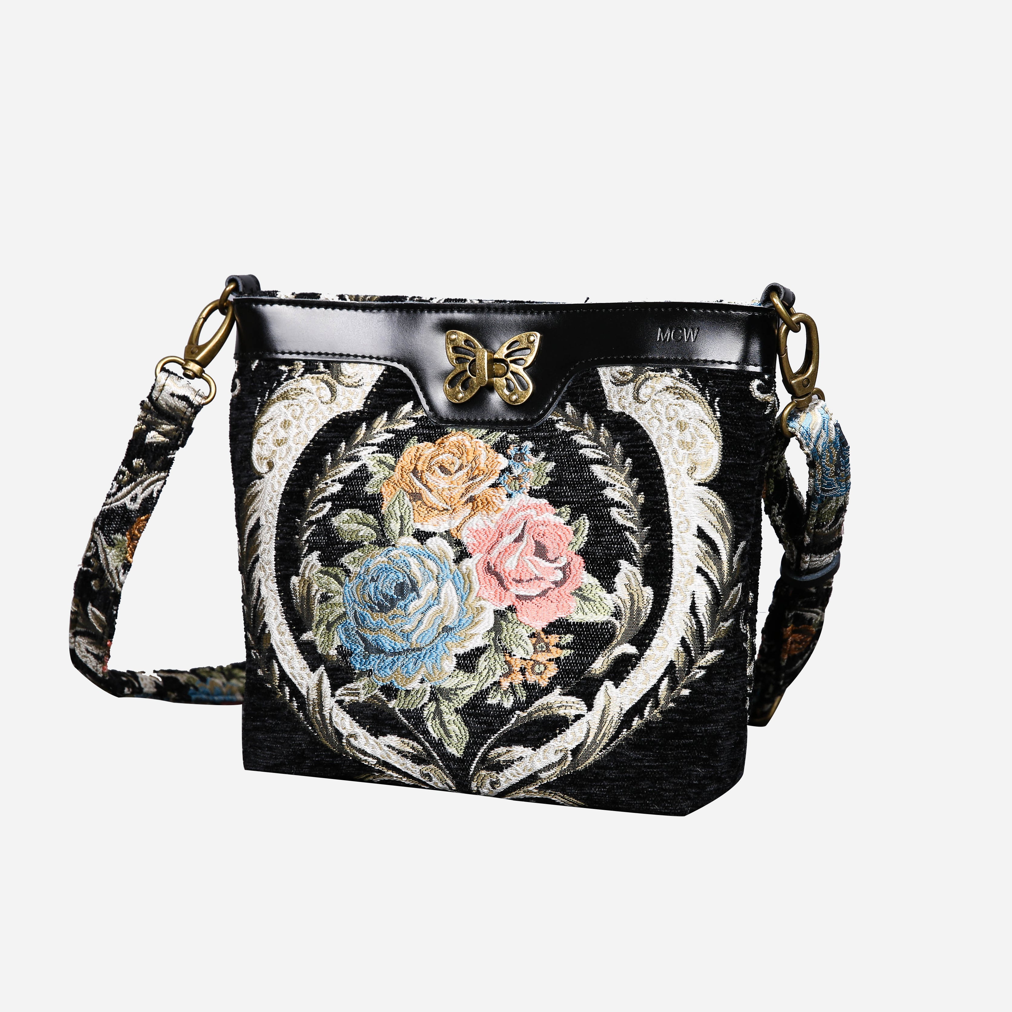 Eternal Elegance Blk Carpet Crossbody Bag carpet bag MCW Handmade of America front