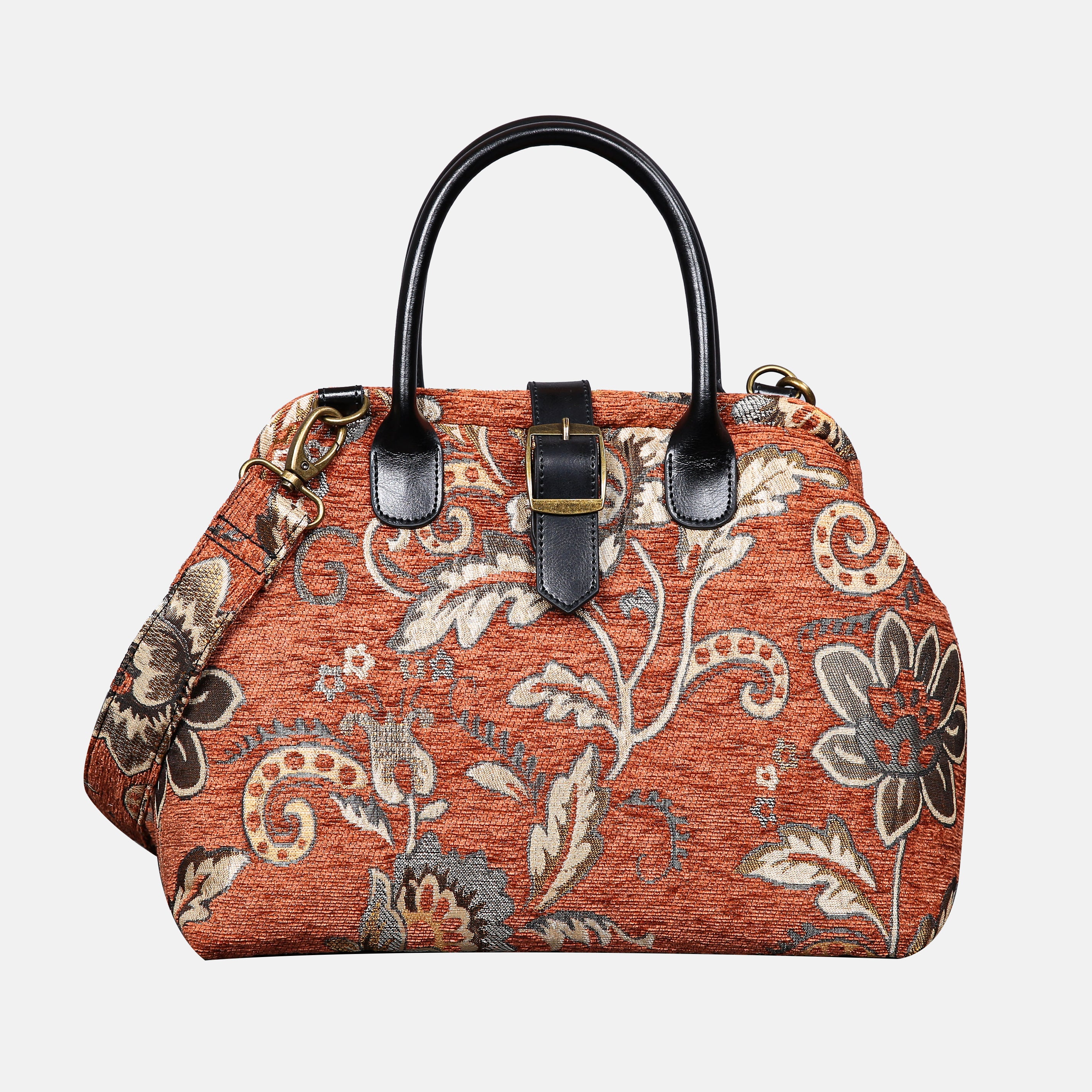 Floral Paisley Orange Carpet Handbag Purse carpet bag MCW Handmade main