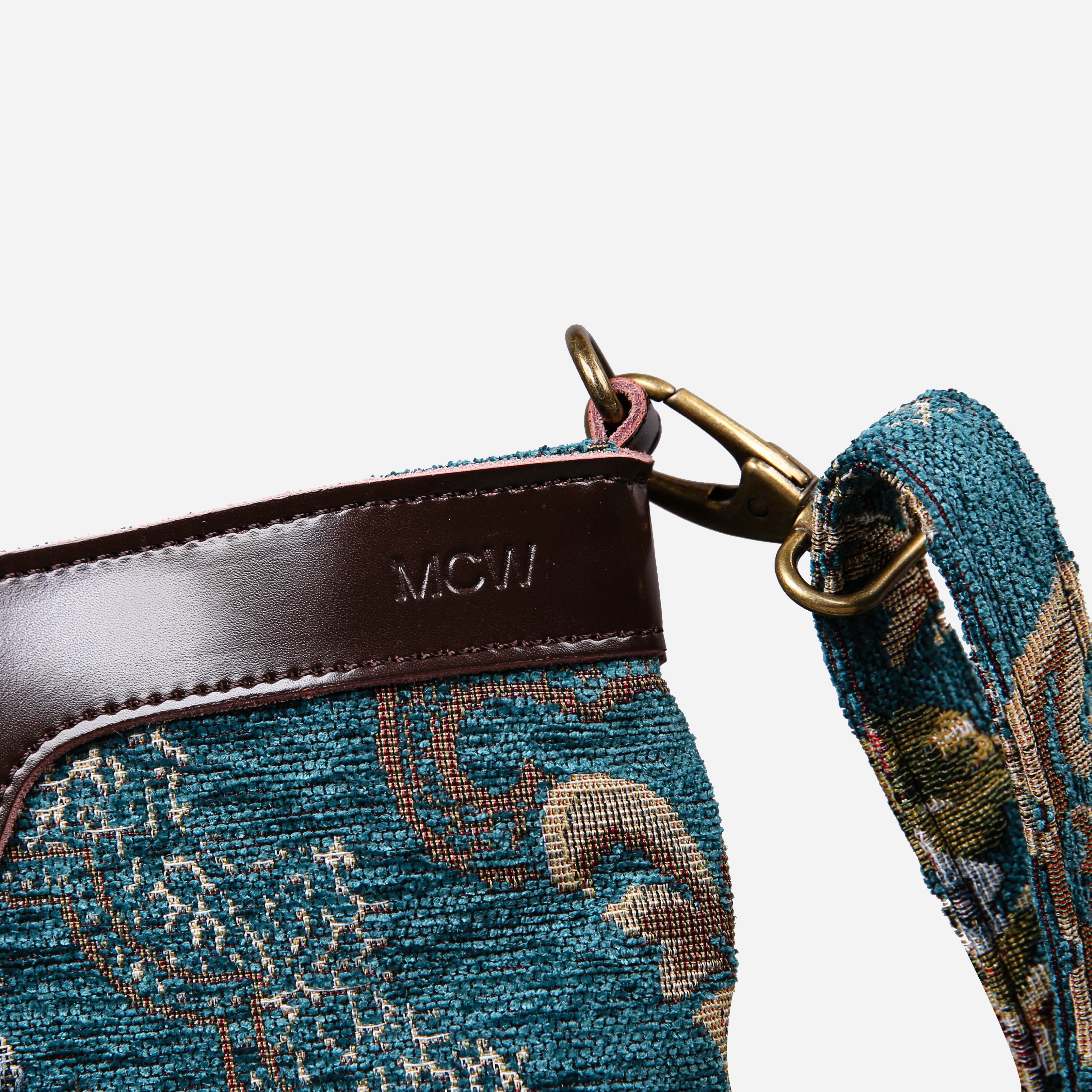 Floral Teal Butterfly Crossbody Bag Carpetbag of America details