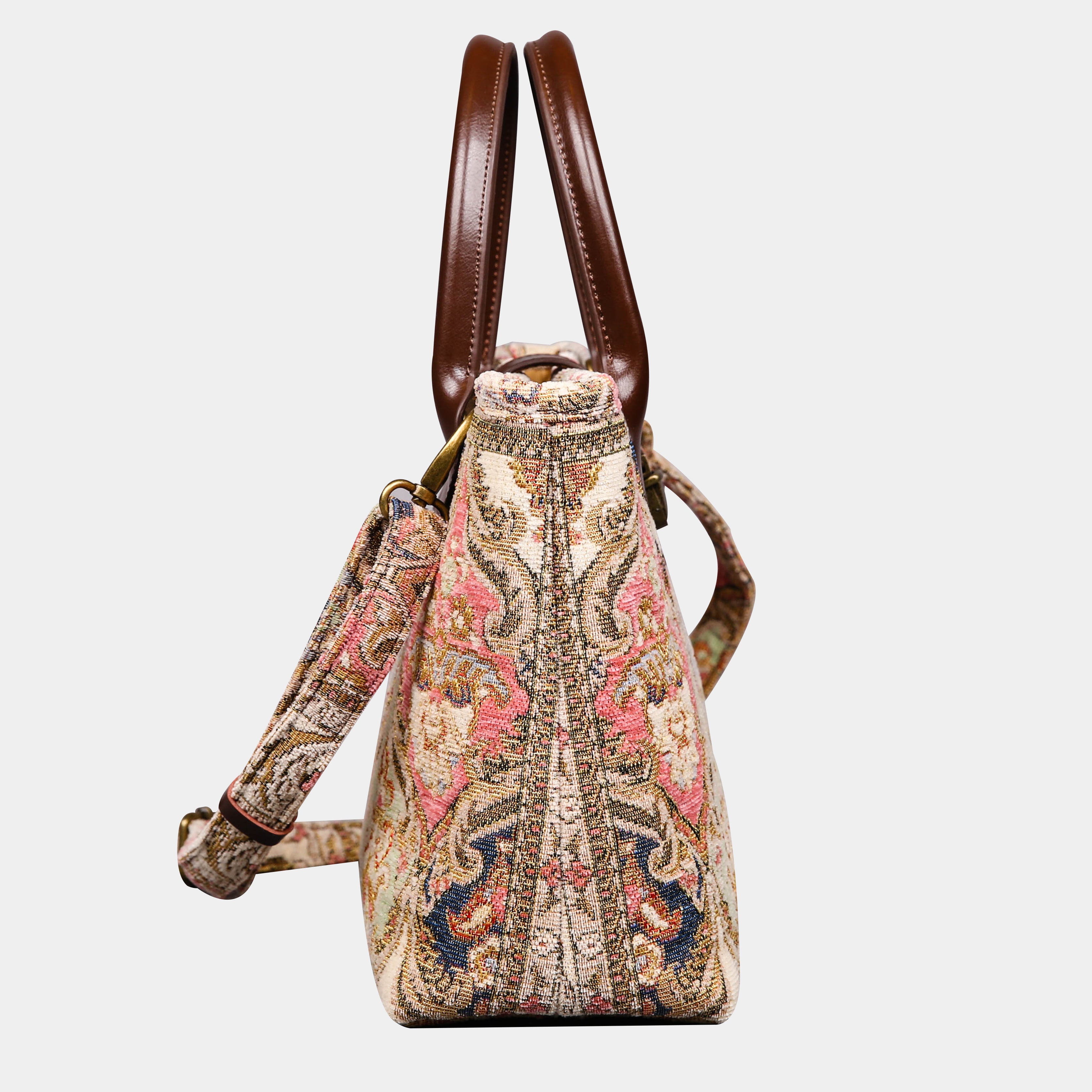 Golden Age Pink Tuck Lock Carpet Satchel carpet bag MCW Handmade side