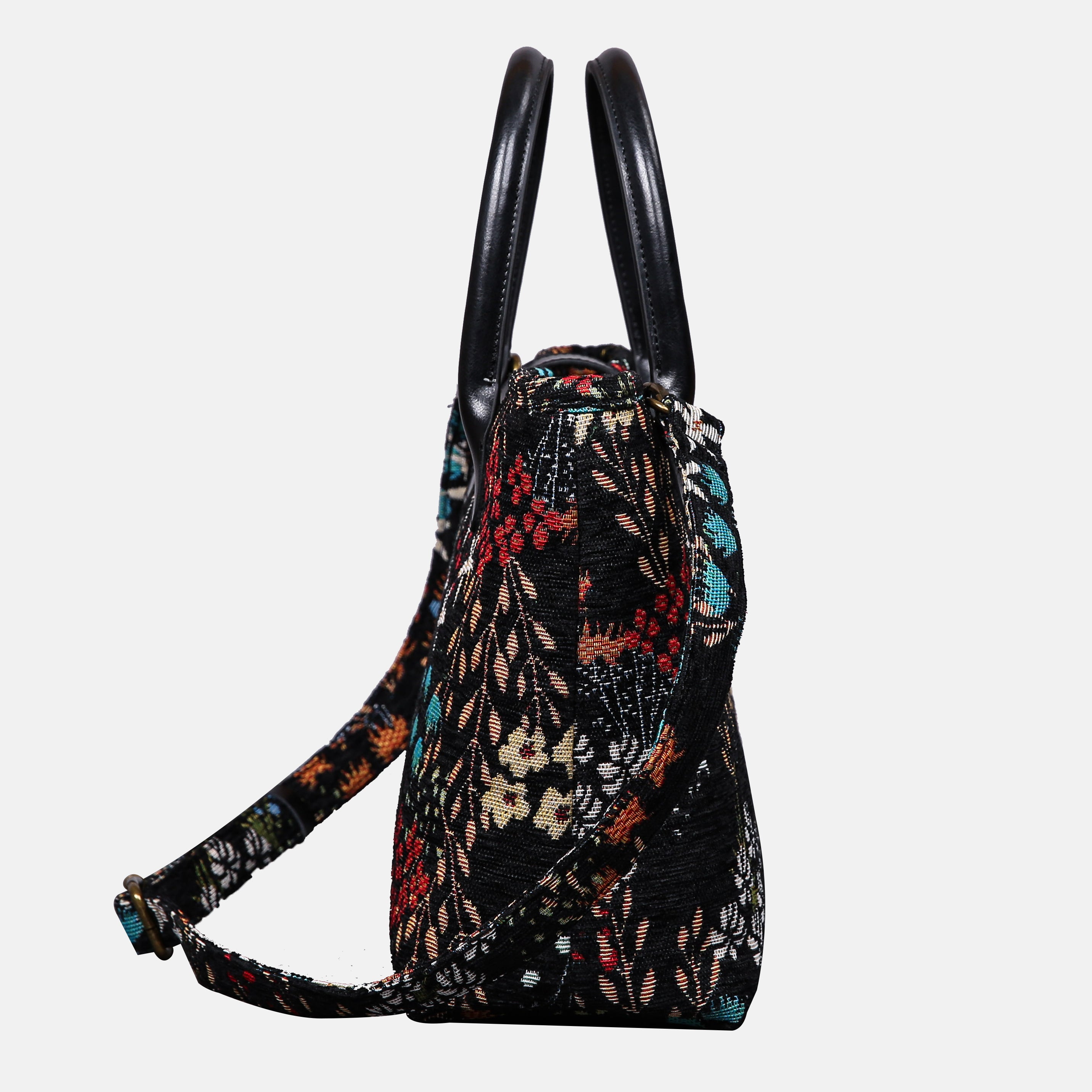 Night Garden Tuck Lock Carpet Satchel carpet bag MCW Handmade of America side