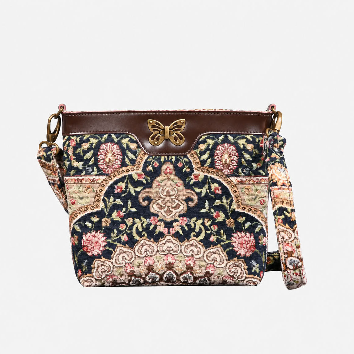 Oriental Navy Carpet Crossbody Bag carpet bag MCW Handmade of America main