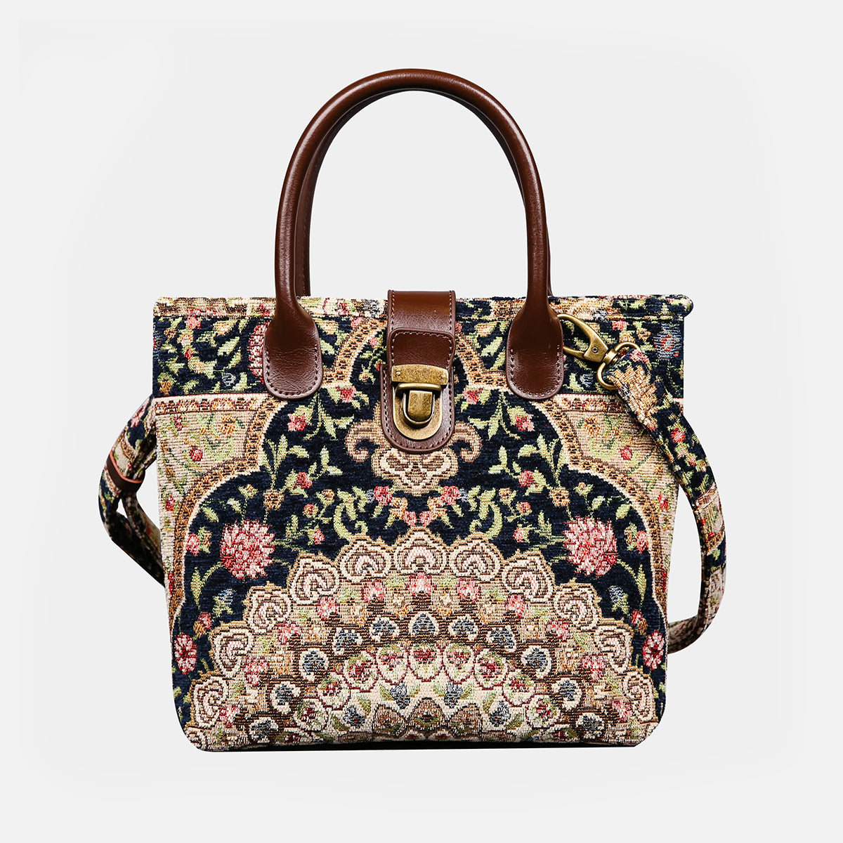 Oriental Navy Tuck Lock Carpet Satchel carpet bag MCW Handmade main