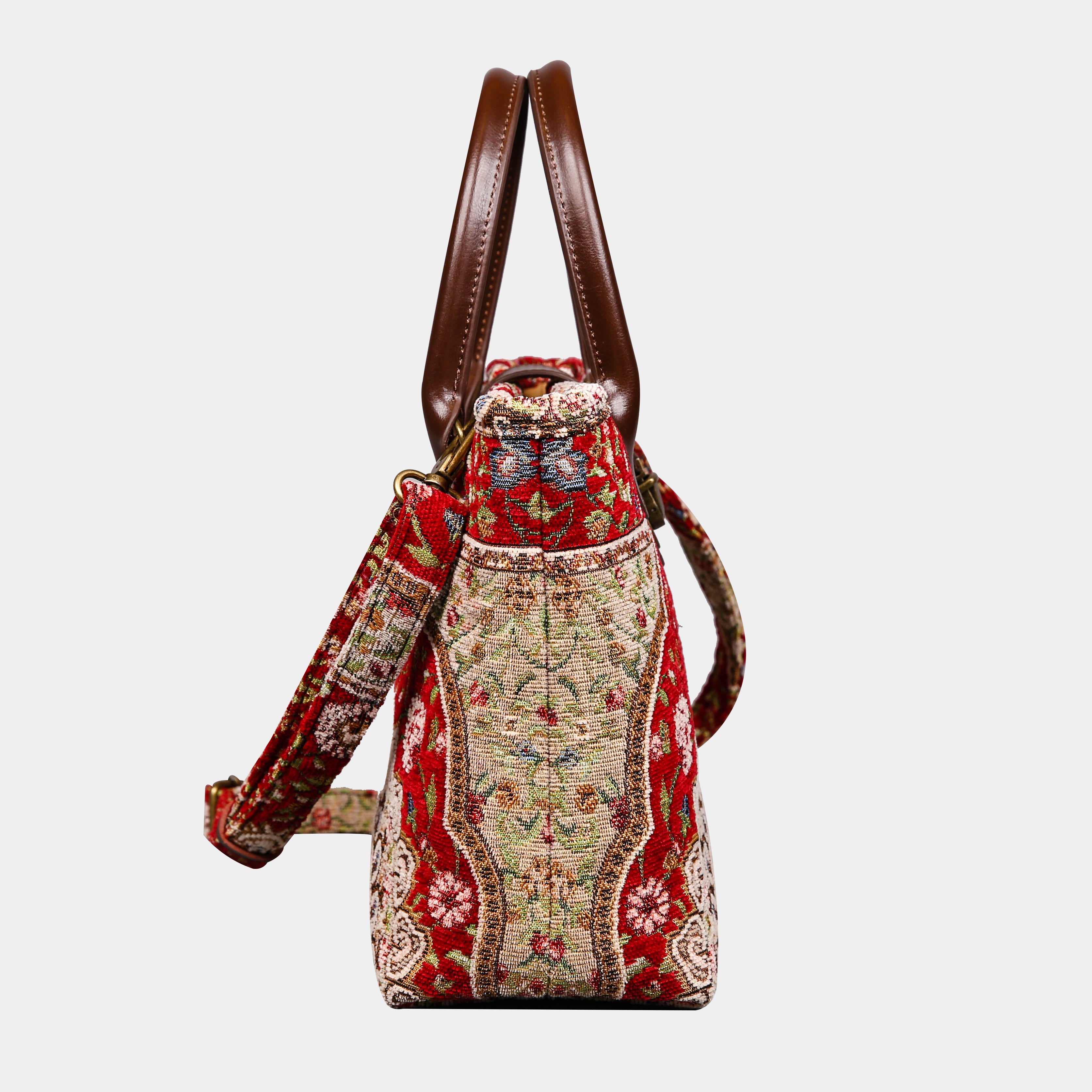 Oriental Wine Tuck Lock Carpet Satchel carpet bag MCW Handmade side