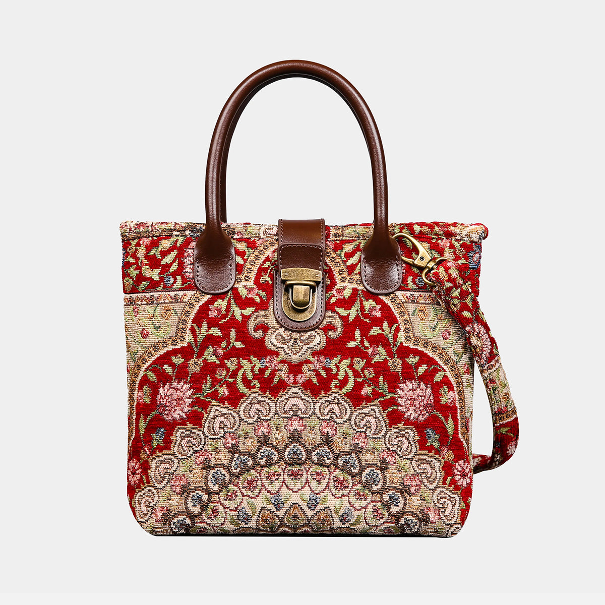 Oriental Wine Tuck Lock Carpet Satchel carpet bag MCW Handmade main