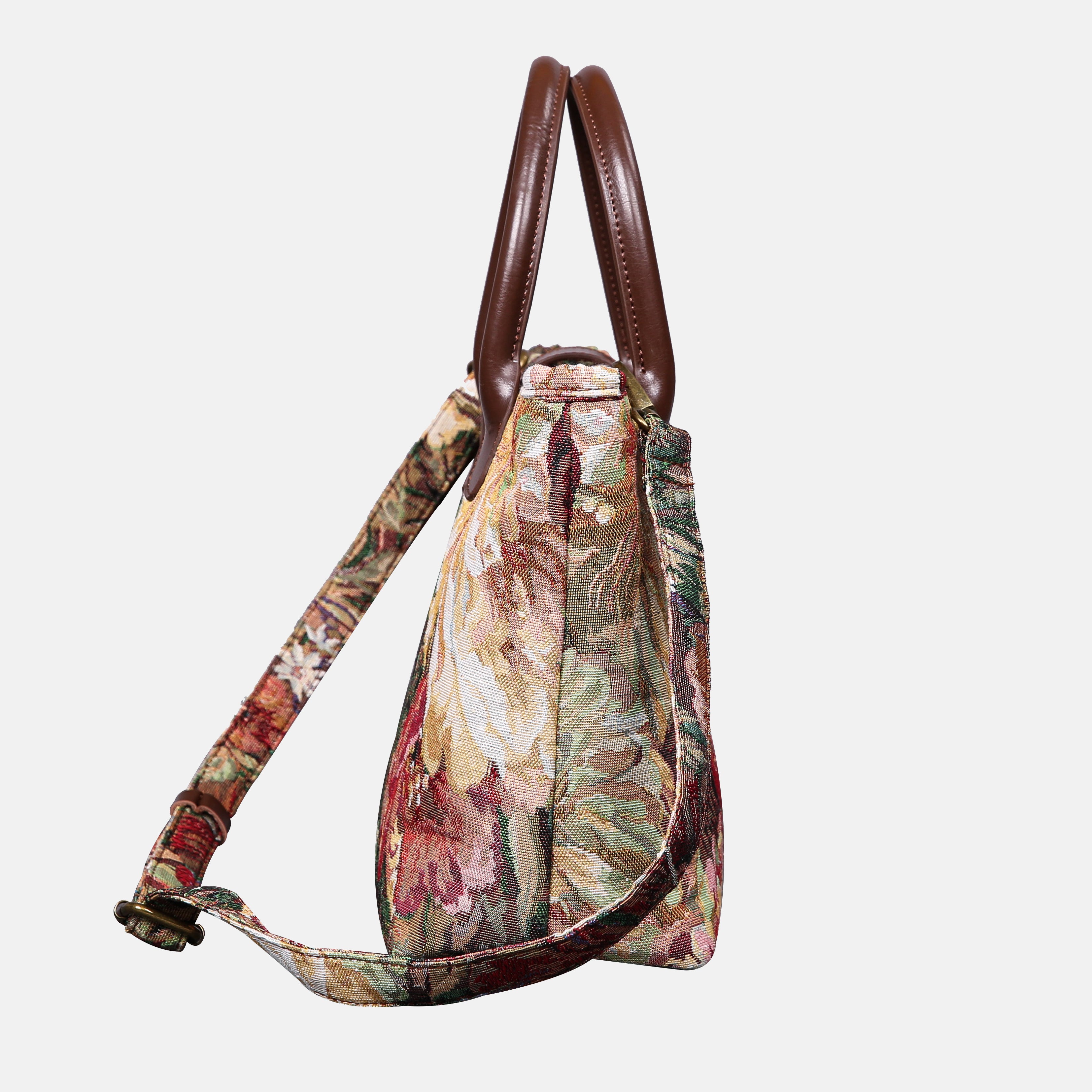 Rose Bush Tuck Lock Carpet Satchel carpet bag MCW Handmade of America side