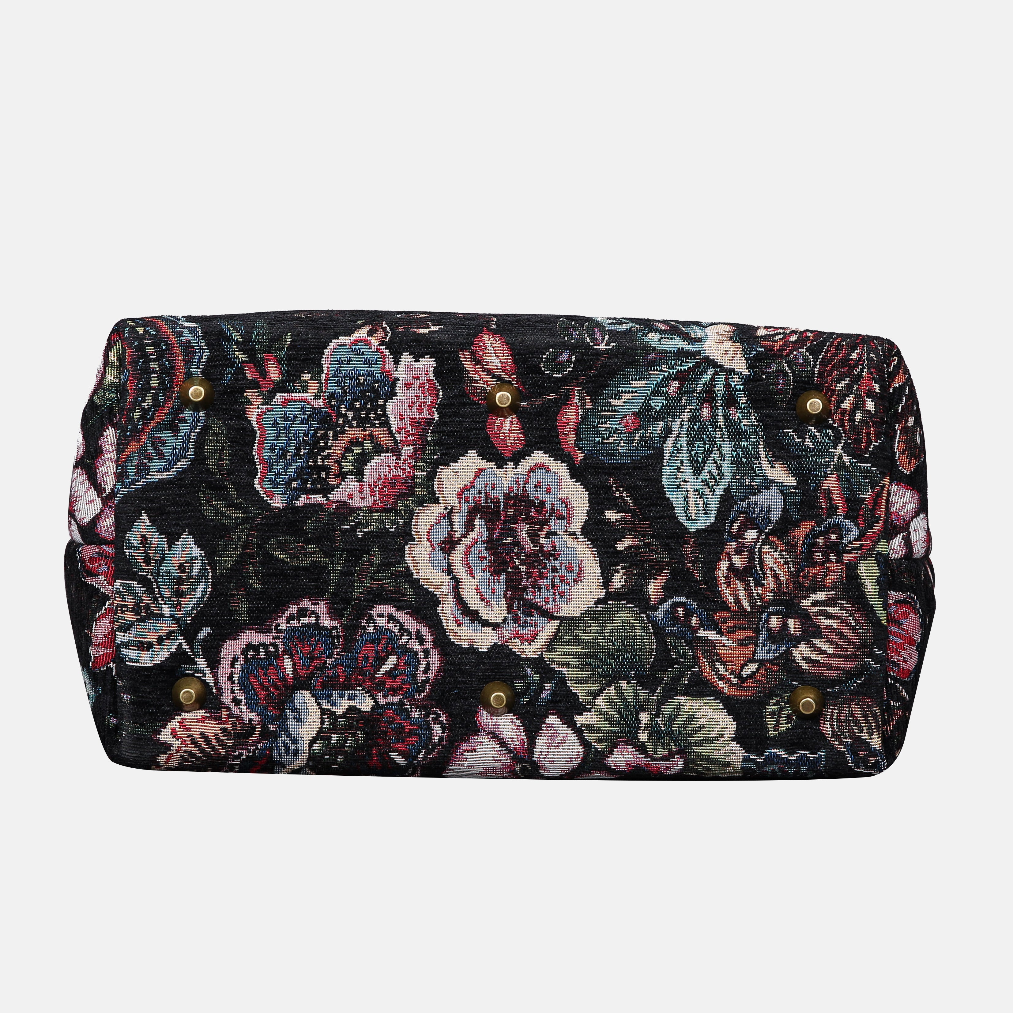 Rose Garden Black Carpet Handbag Purse carpet bag MCW Handmade of America bottom