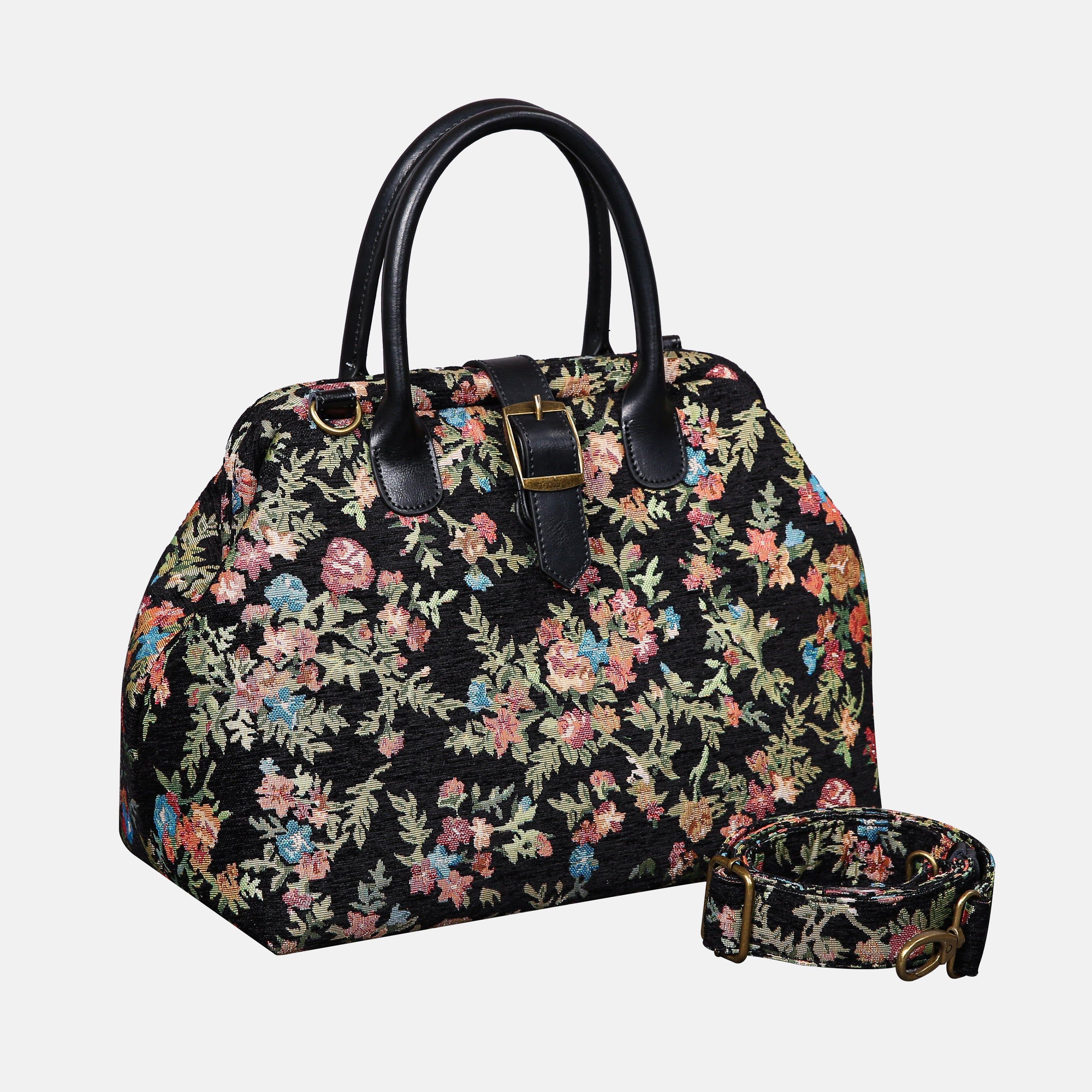 Spring Valley Black Carpet Handbag Purse carpet bag MCW Handmade of America with shoulder strap