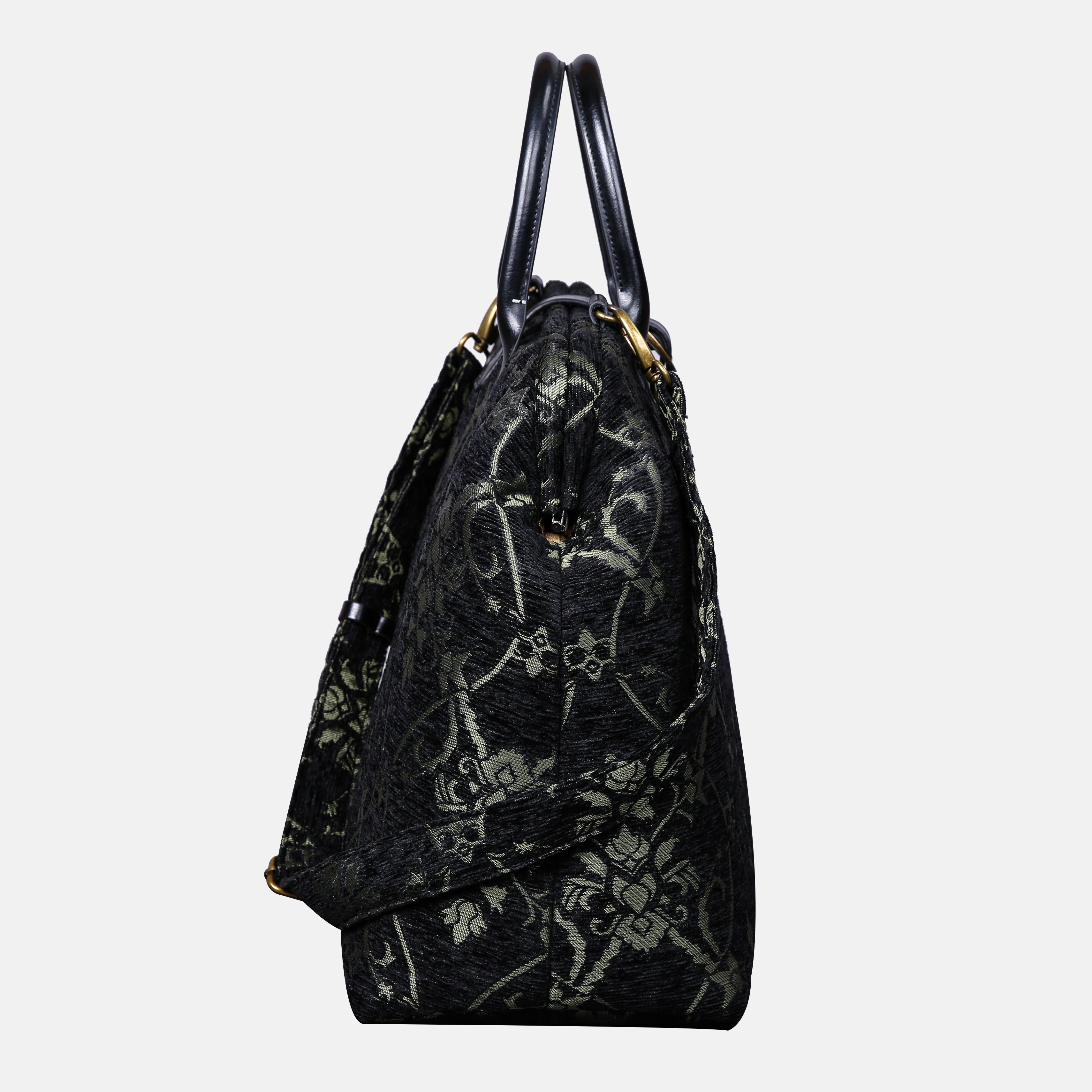 CARNABY Black/Dark Green Mary Poppins Weekender carpet bag MCW Handmade-2