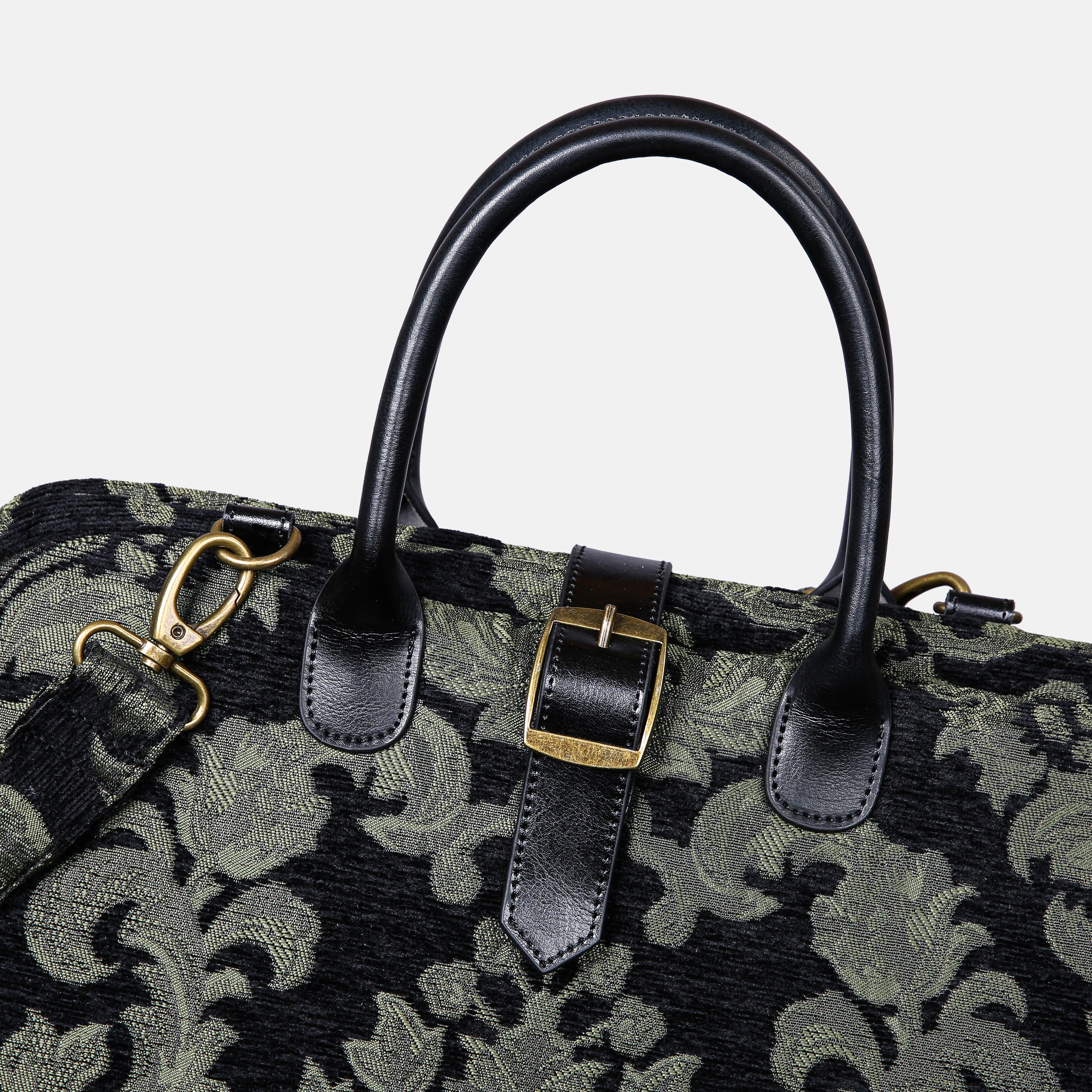 Victorian Blossom Blk/D Green Mary Poppins Weekender carpet bag MCW Handmade-3