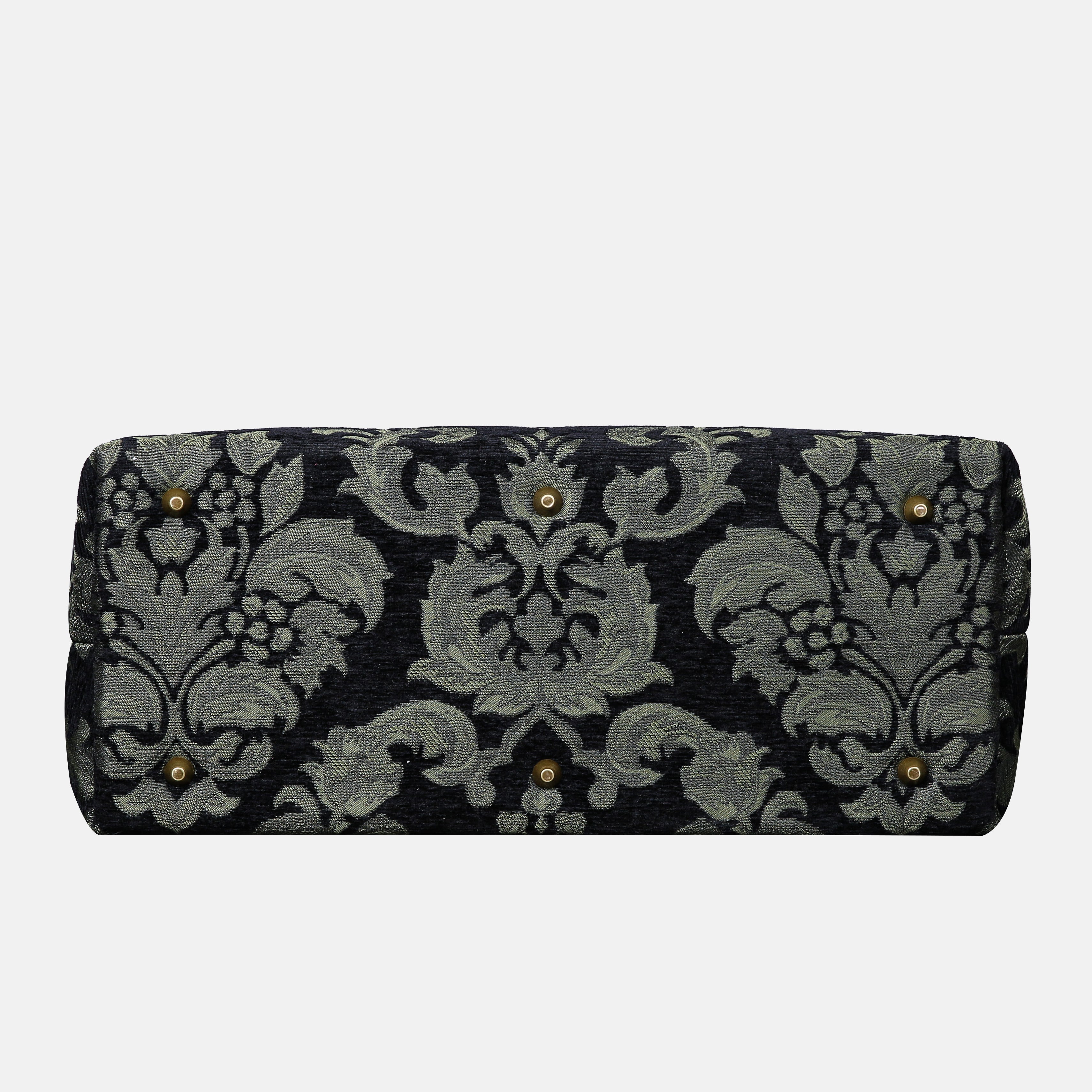 Victorian Blossom Blk/D Green Mary Poppins Weekender carpet bag MCW Handmade-4