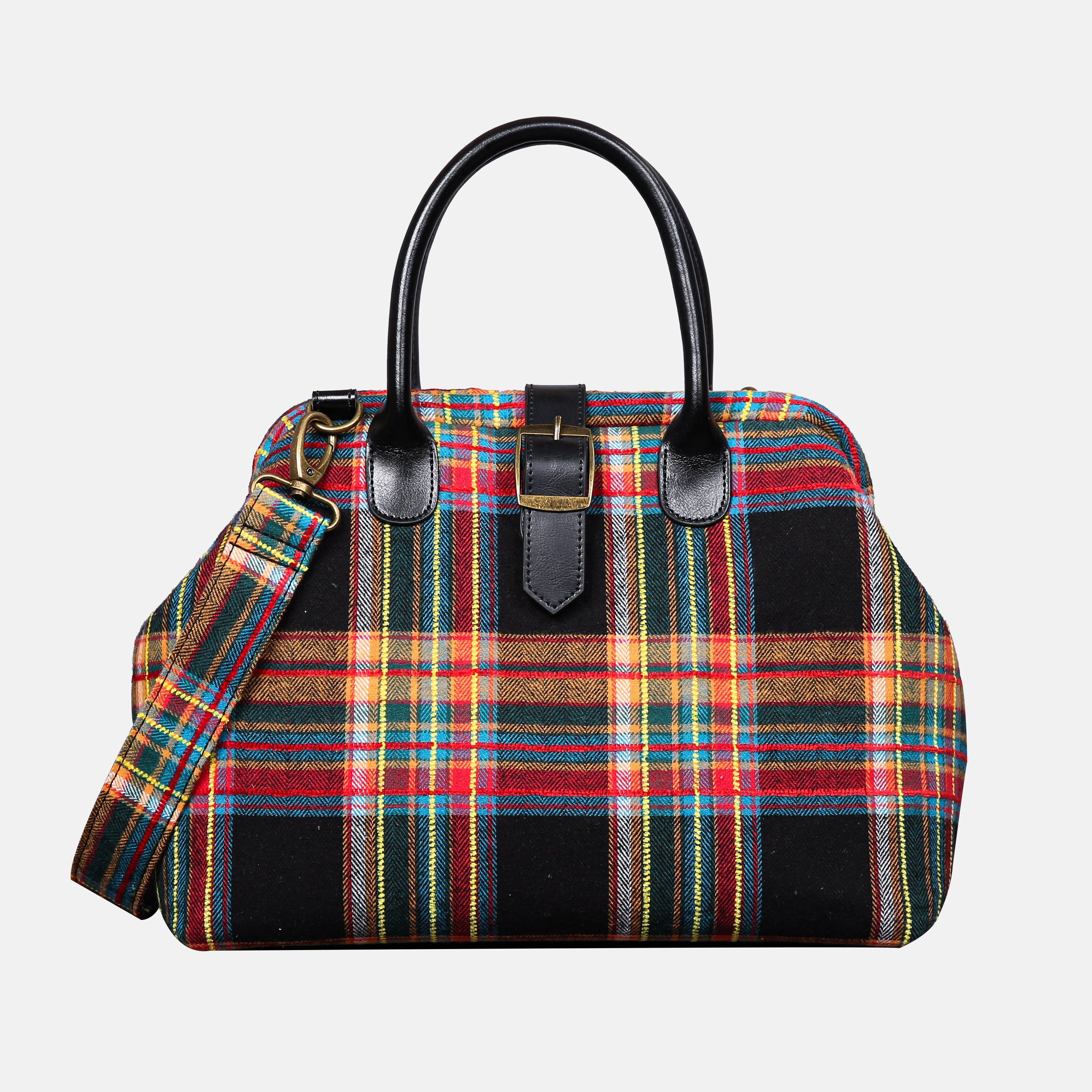 Tartan Stewart Black Carpet Handbag Purse carpet bag MCW Handmade