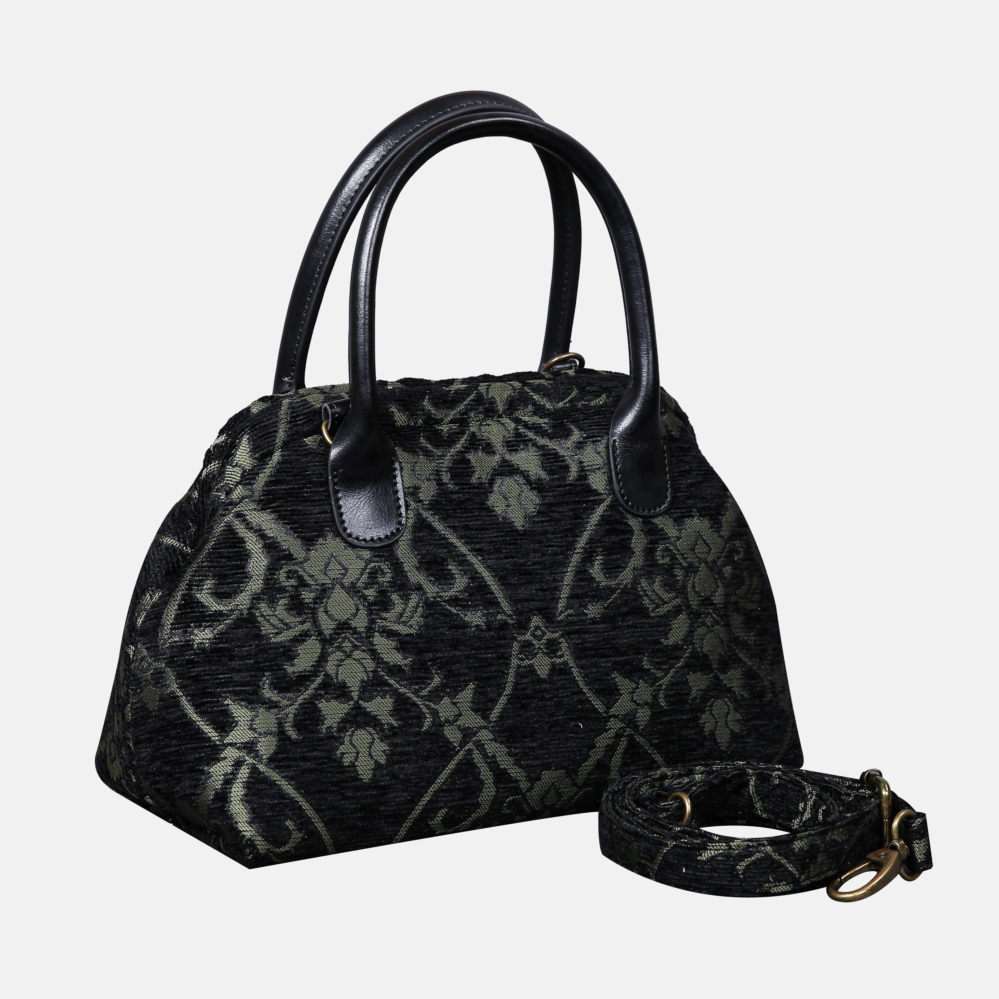 CARNABY Black/Dark Green Carpet Satchel carpet bag MCW Handmade-1