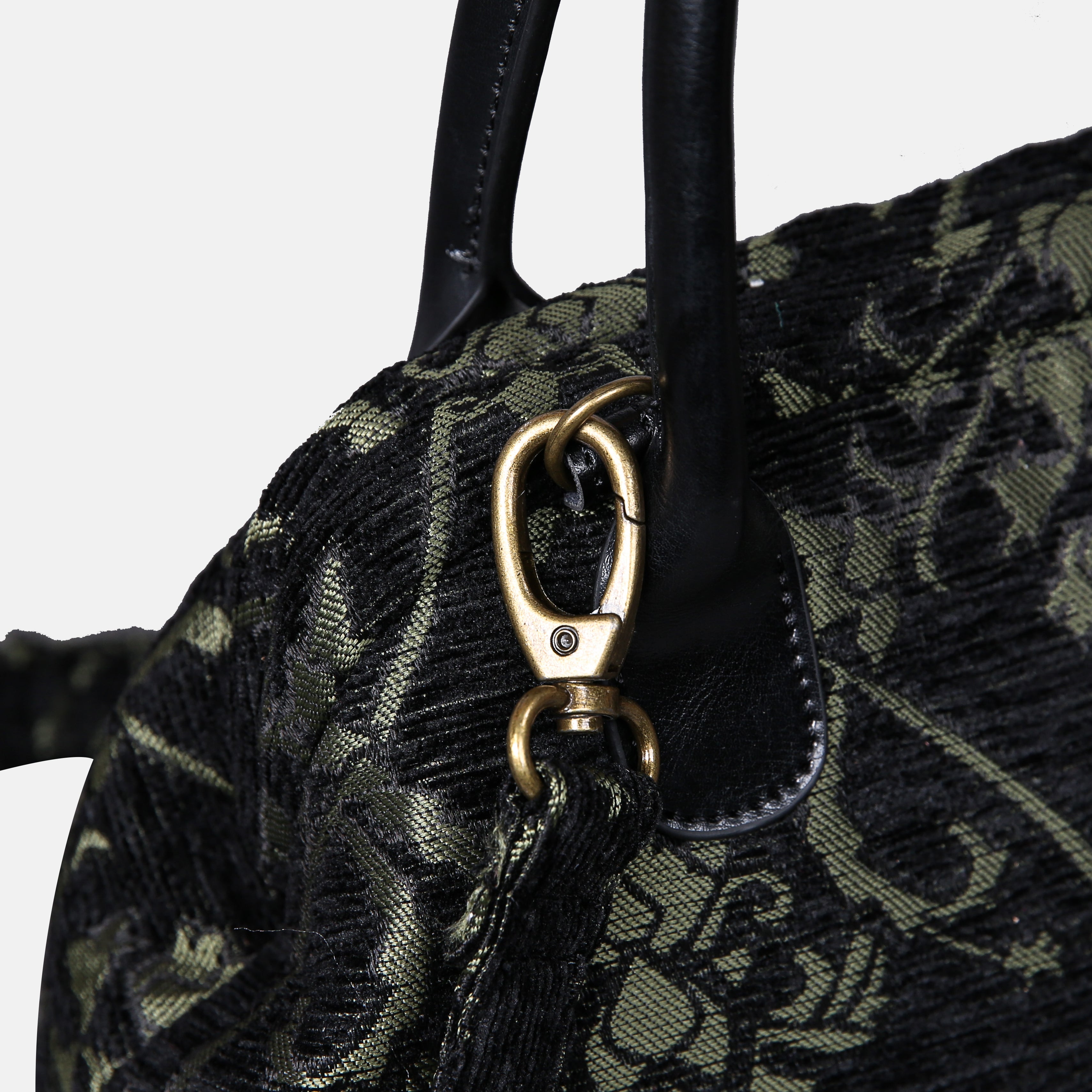 CARNABY Black/Dark Green Carpet Satchel carpet bag MCW Handmade-3