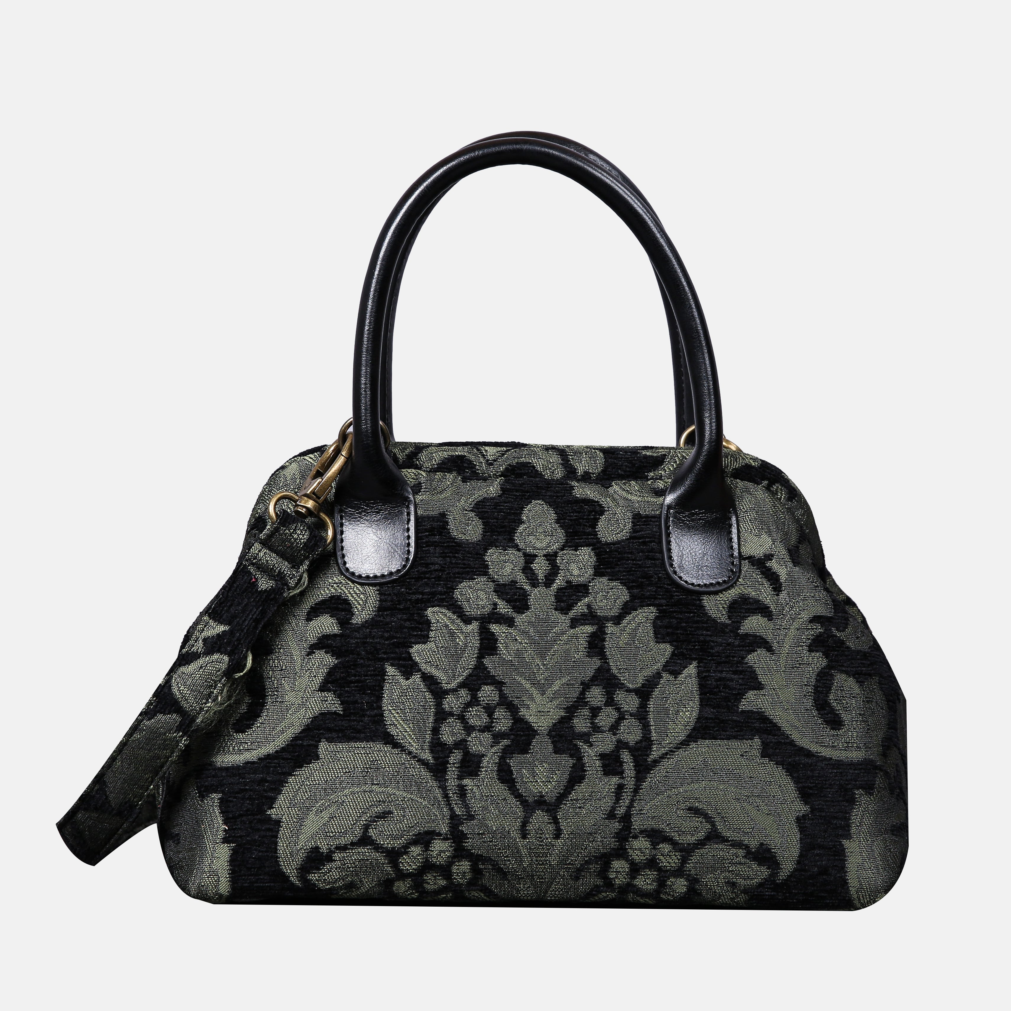 Victorian Blossom Black/Green Carpet Satchel carpet bag MCW Handmade