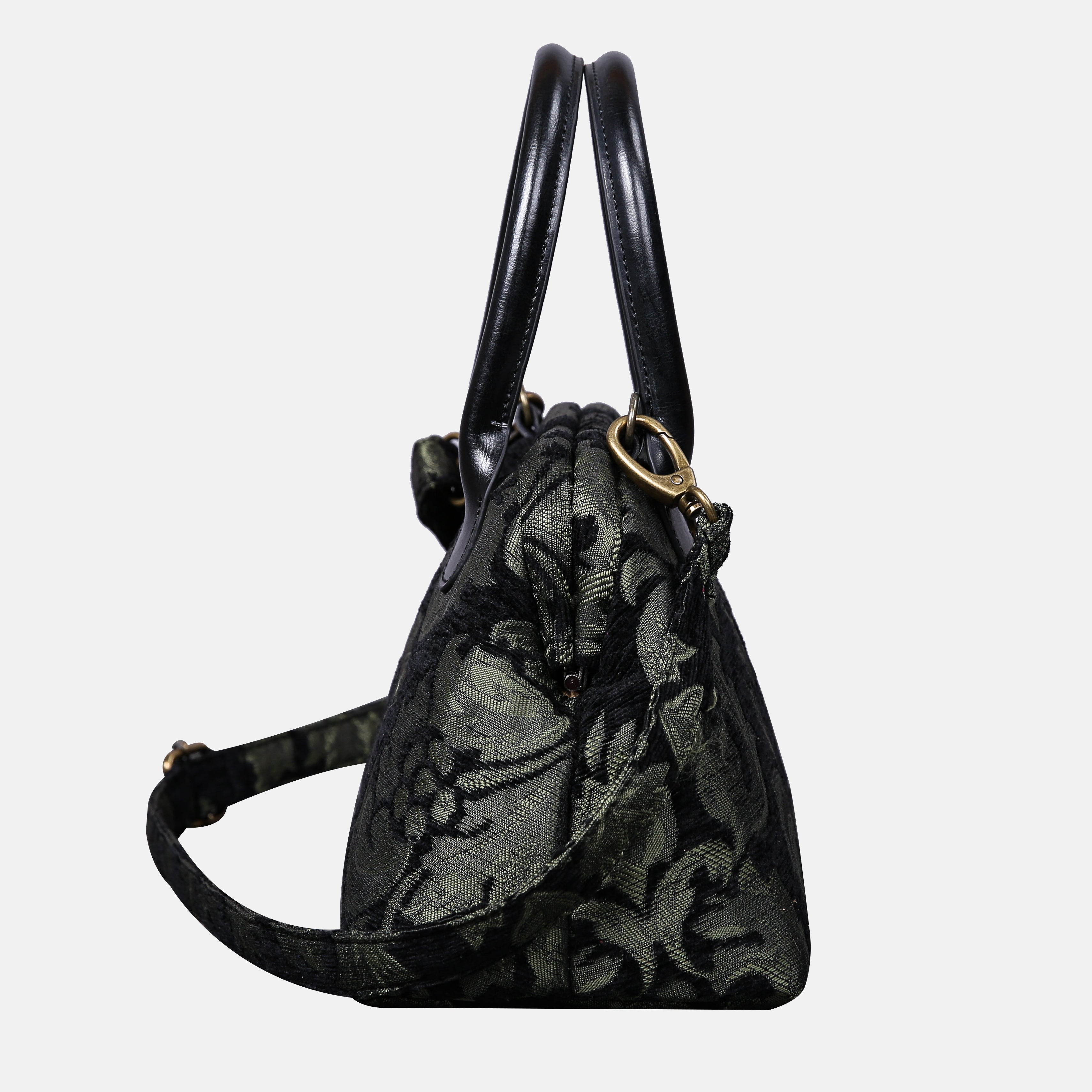 Victorian Blossom Black/Green Carpet Satchel carpet bag MCW Handmade