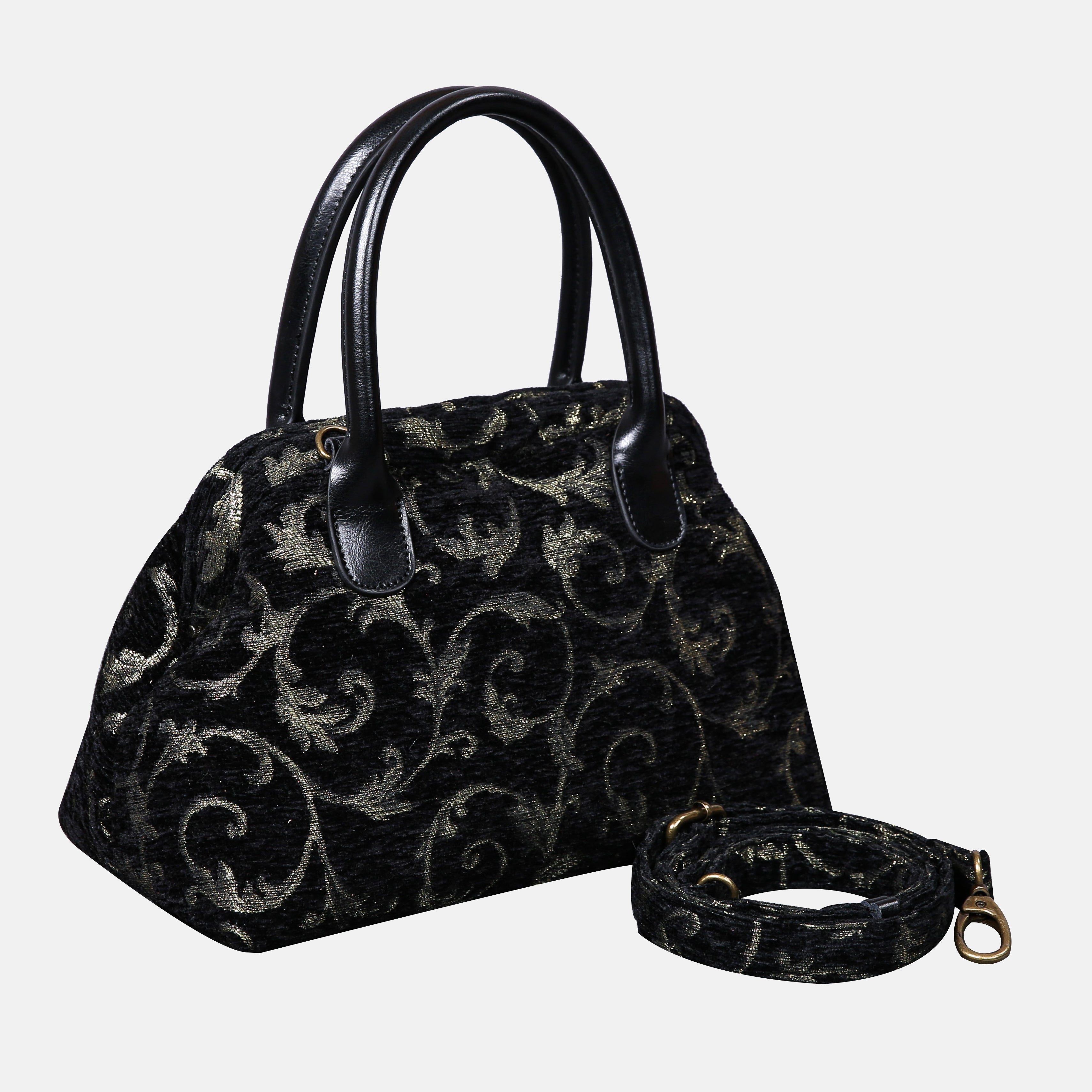 Vintage Ivy Black/Green Carpet Satchel carpet bag MCW Handmade