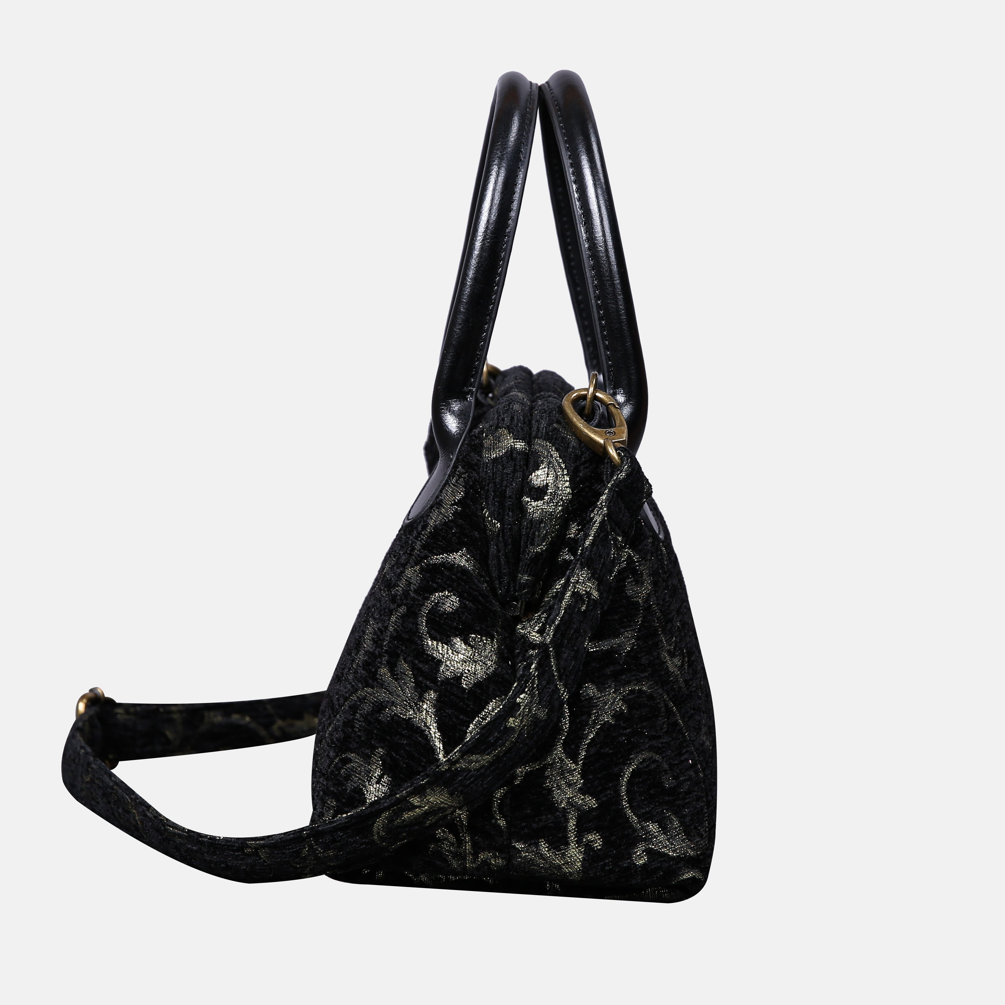 Vintage Ivy Black/Green Carpet Satchel carpet bag MCW Handmade