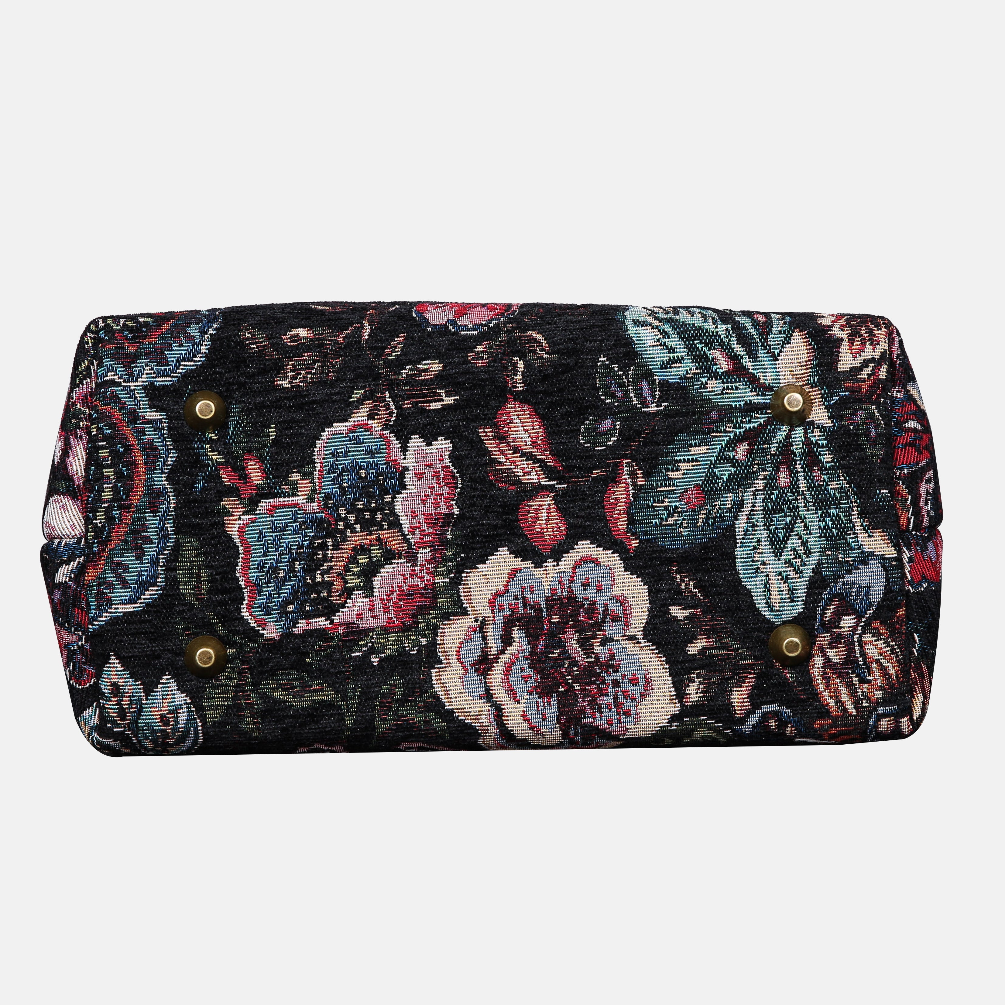 Rose Garden Black Carpet Satchel carpet bag MCW Handmade