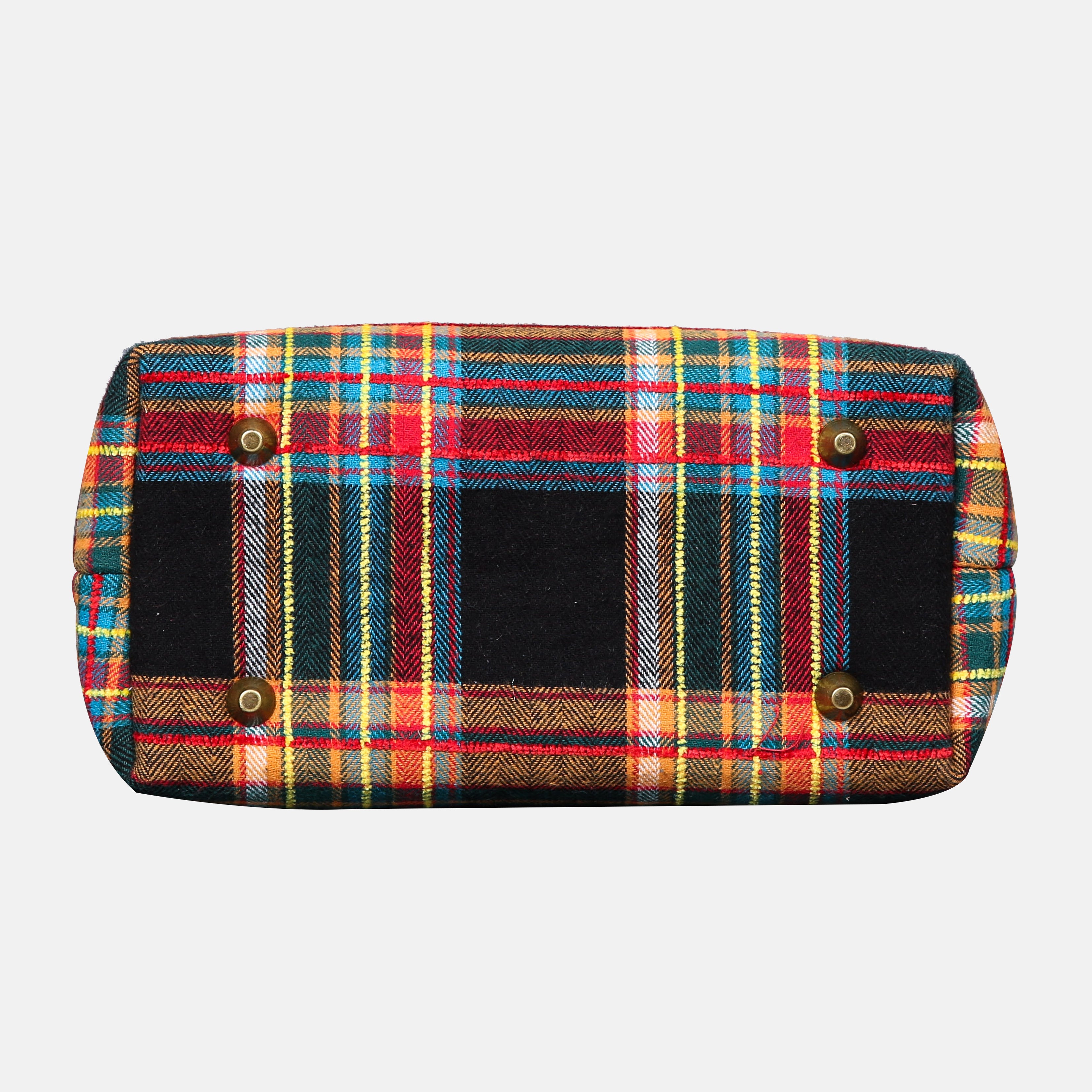 Tartan Stewart Black Tuck Lock Carpet Satchel carpet bag MCW Handmade of America bottom