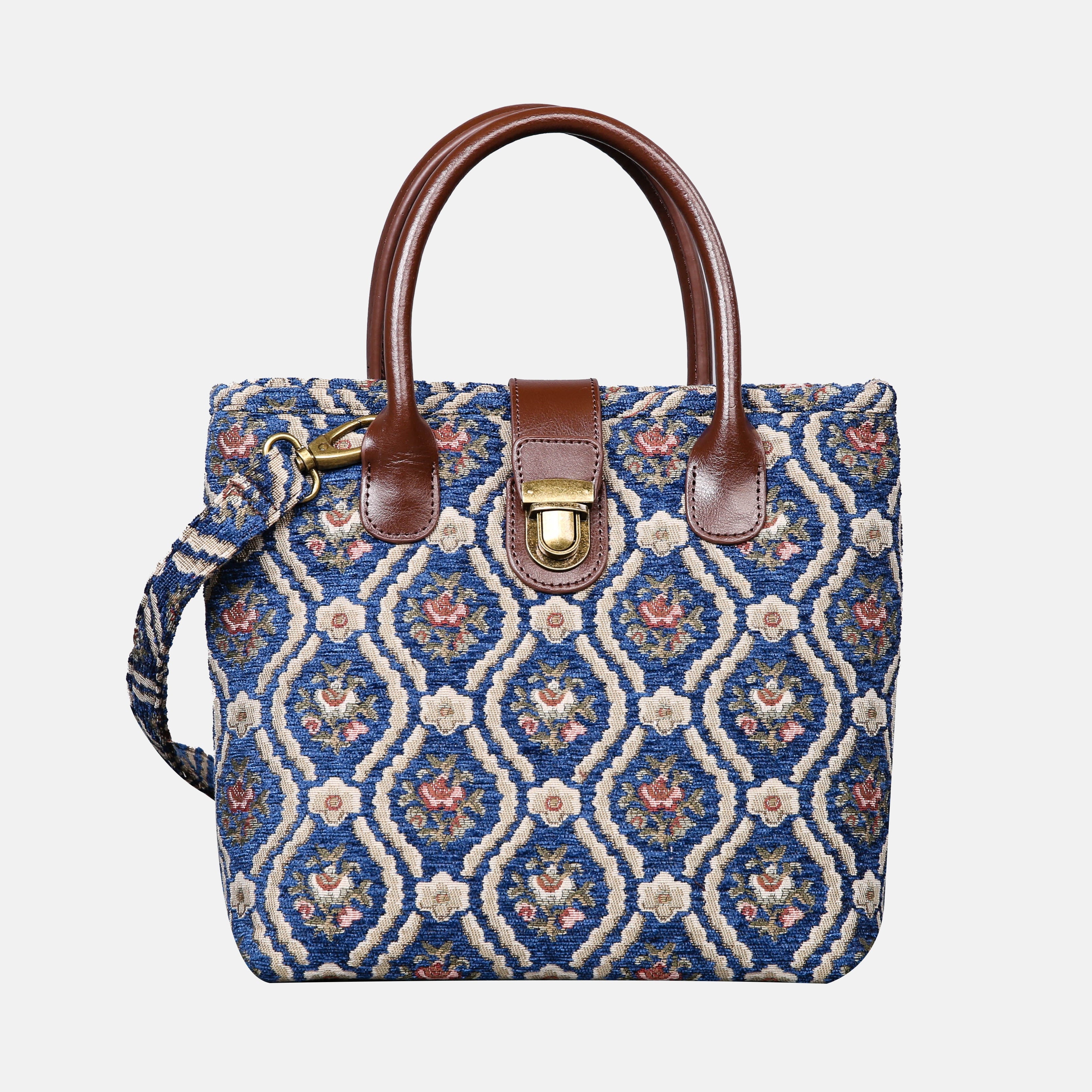 Traditional Blue Tuck Lock Carpet Satchel carpet bag MCW Handmade of America main
