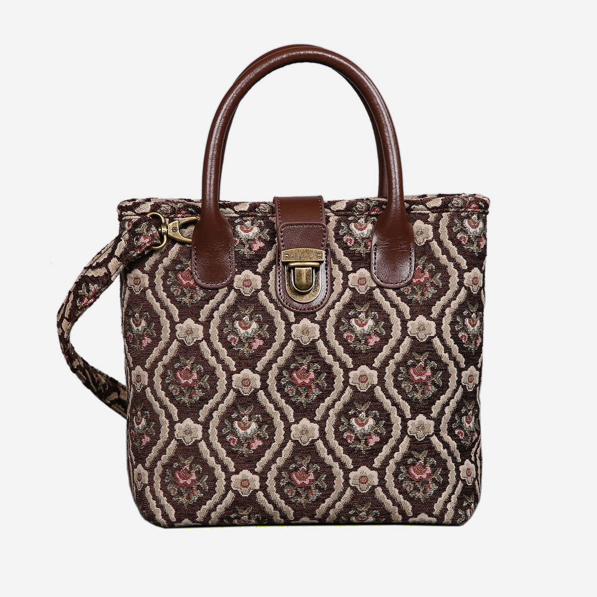 Traditional Coffee Tuck Lock Carpet Satchel carpet bag MCW Handmade of America main