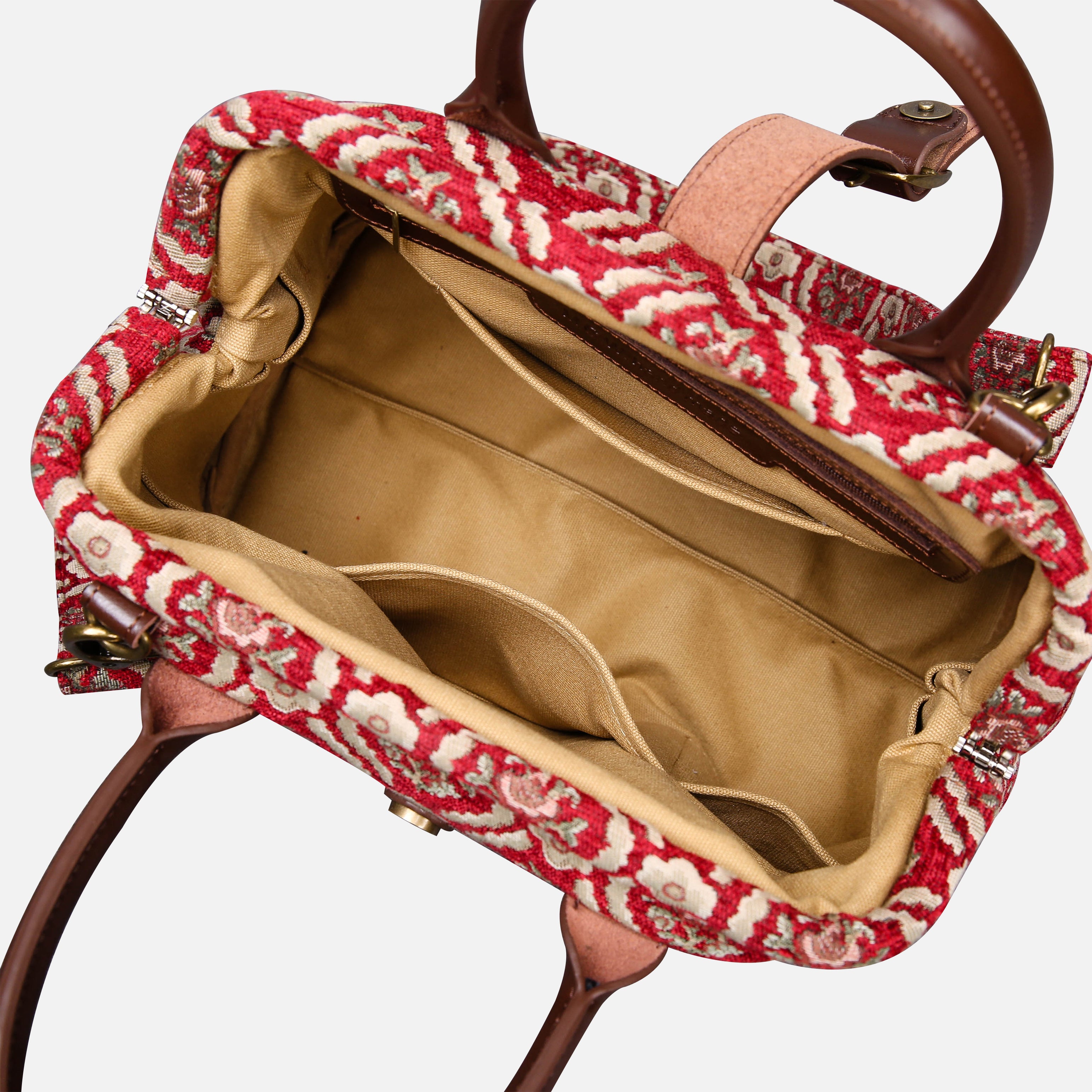 Traditional Red Carpet Handbag Purse carpet bag MCW Handmade of America open