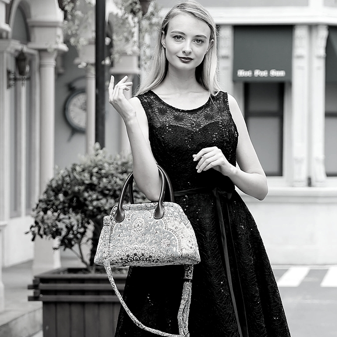 Oriental Blue Carpet Satchel carpet bag MCW Handmade-1