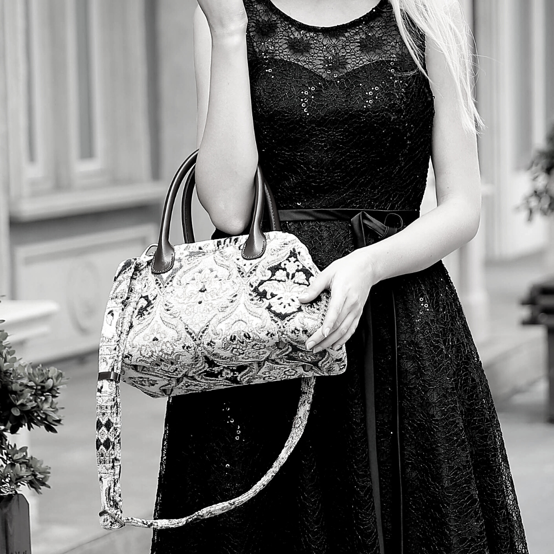 Golden Age Navy Carpet Satchel carpet bag MCW Handmade-1